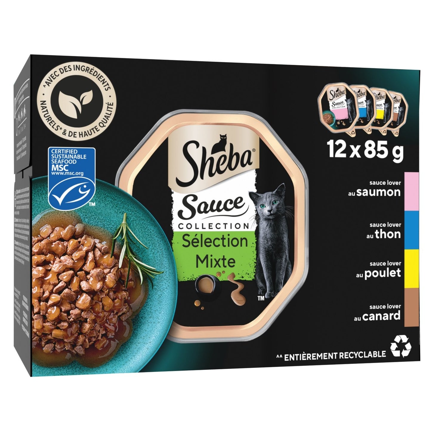 Croquette pour Chat Adulte Sélection Mixte 4 Variétés SHEBA les 12 sachets de 85g