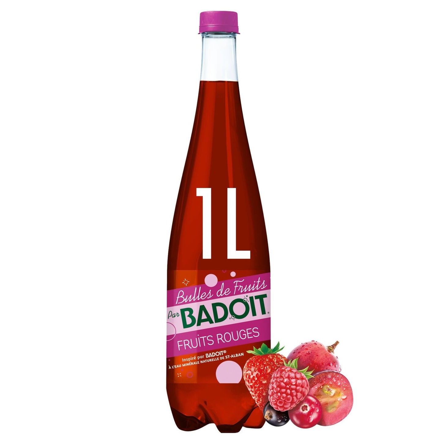 Eau Gazeuse Gazeuse Aromatisée Fruits Rouges BADOIT la bouteille de 1L