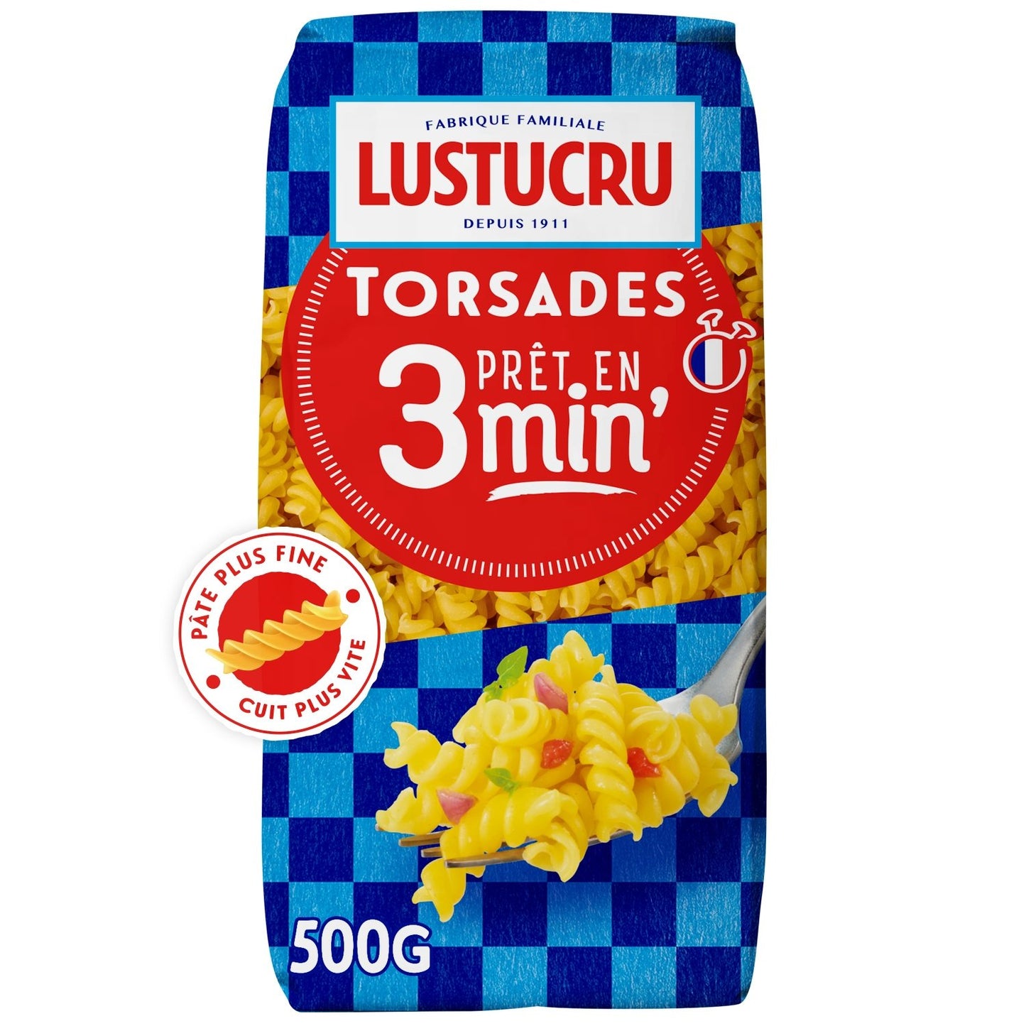 Pâtes Torsettes Cuisson Rapide LUSTUCRU le paquet de 500 g