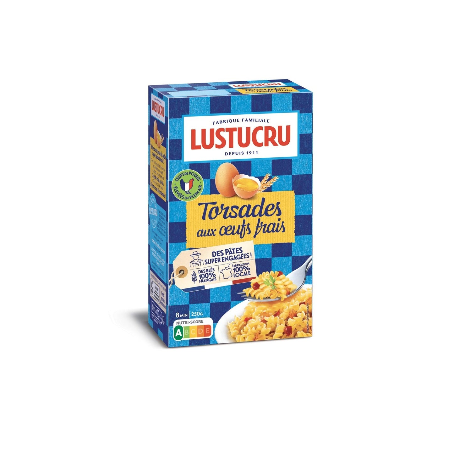 Pâtes Torsettes 3 Oeufs LUSTUCRU la boite de 250 g