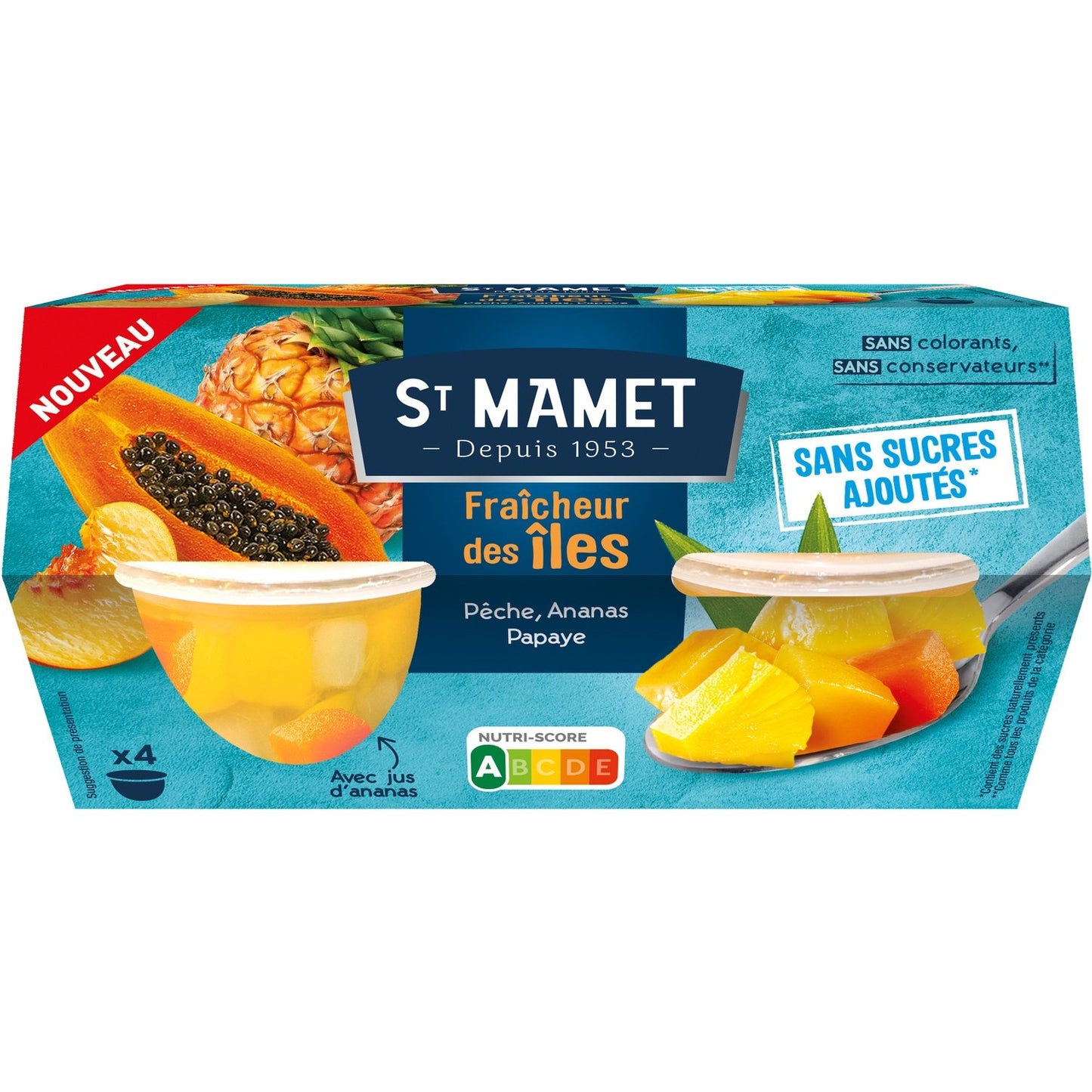 Fruits au Sirop Cocktail Fraîcheur des Iles ST MAMET les 4 pots de 113g