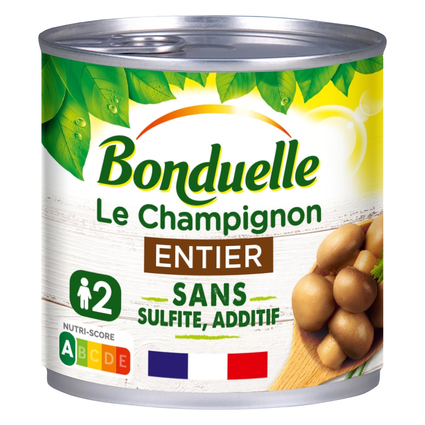 Champignons Entiers Sans Sulfite et Sans Additif BONDUELLE la boîte de 230g