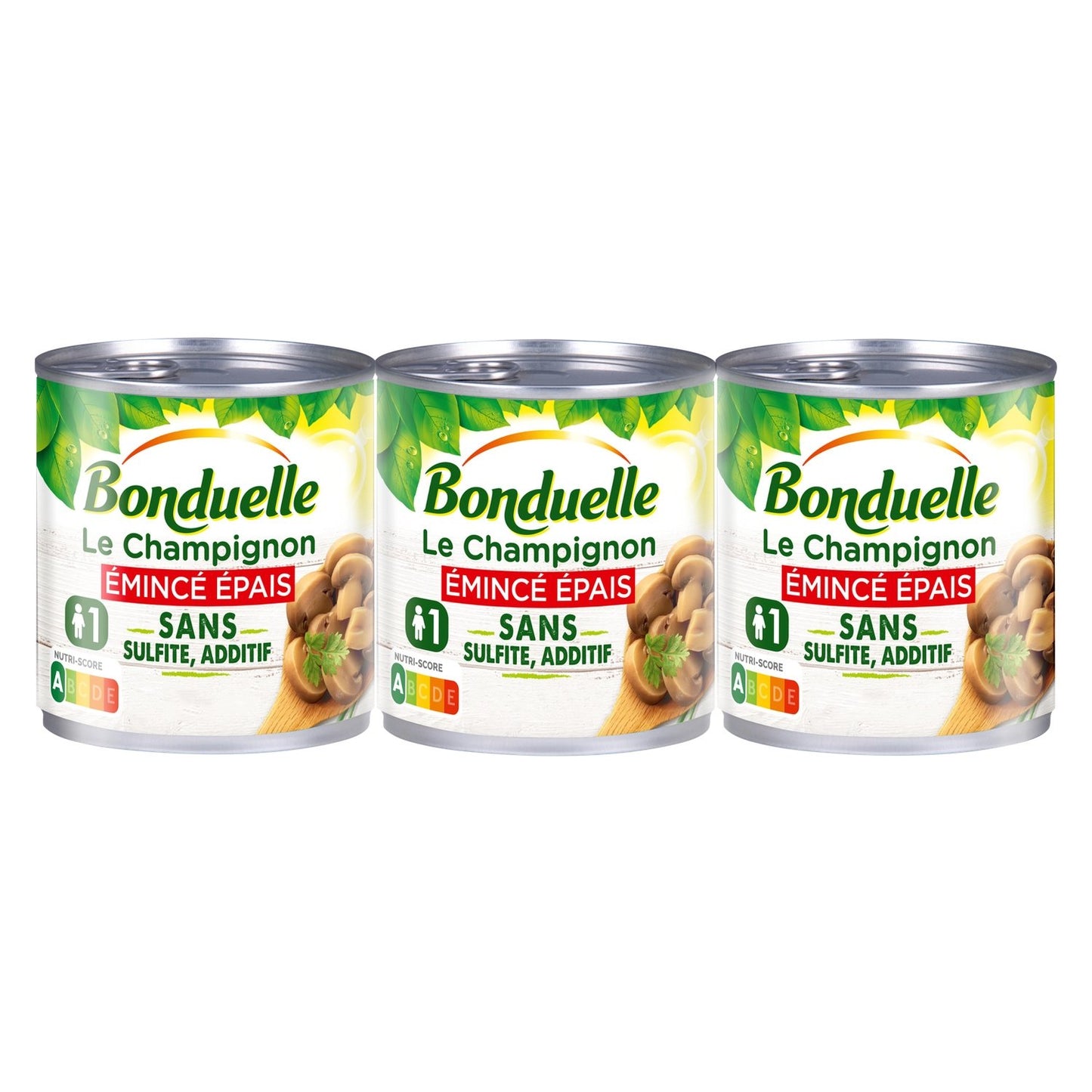 Champignons Emincés Epais BONDUELLE les 3 boites de 115g