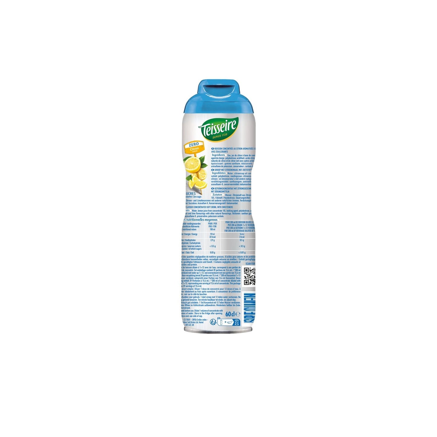Sirop Citron Zéro Sucres TEISSEIRE