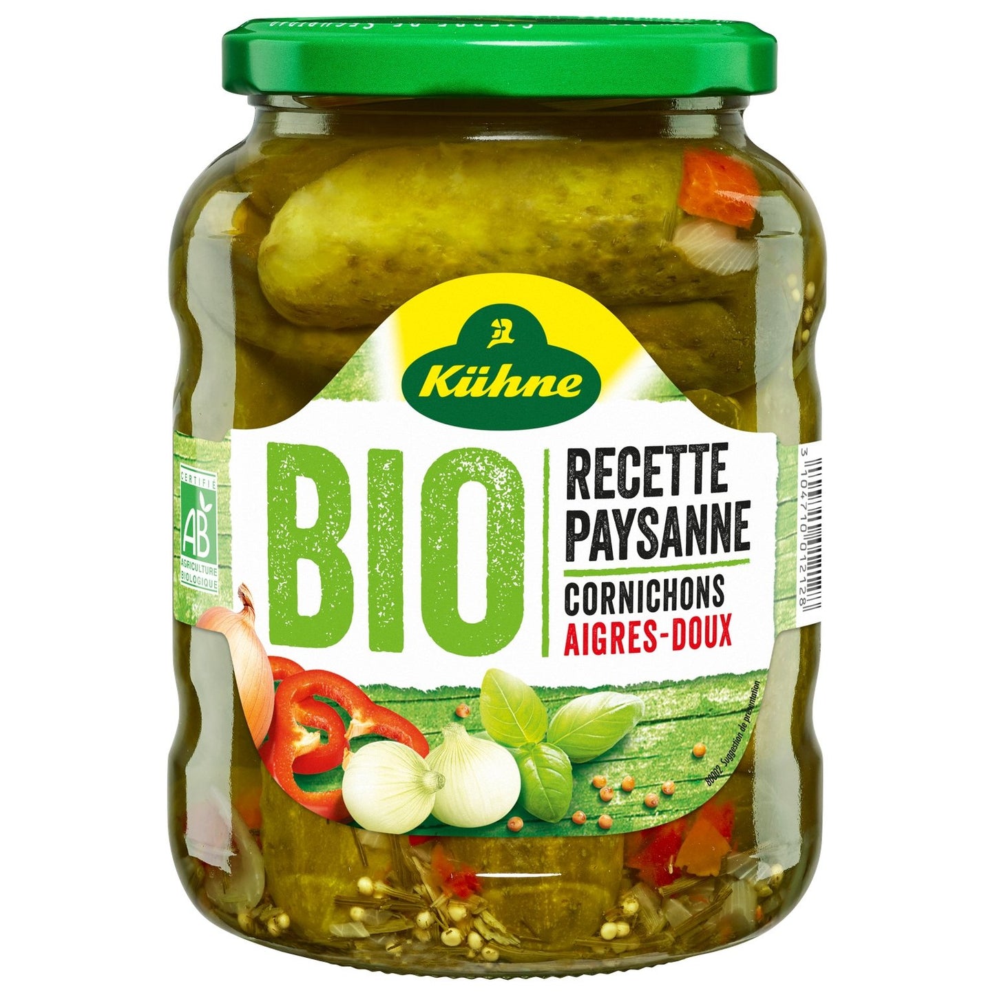 Cornichons Aigres-Doux Paysanne Bio KUHNE le pot de 670g