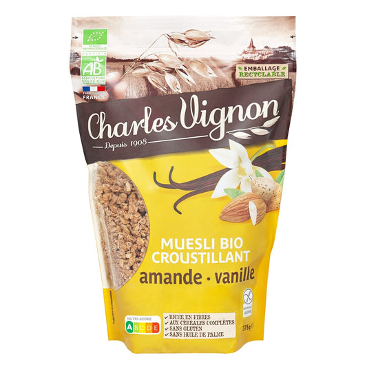 Charles Vignon Organic Crispy Almond Vanilla Muesli Cereal Gluten Free
