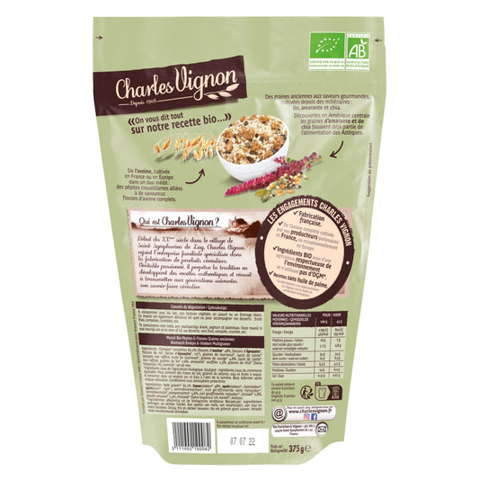 CHARLES VIGNON Organic Muesli Cereals with Nuggets and Flakes Ancient Seeds