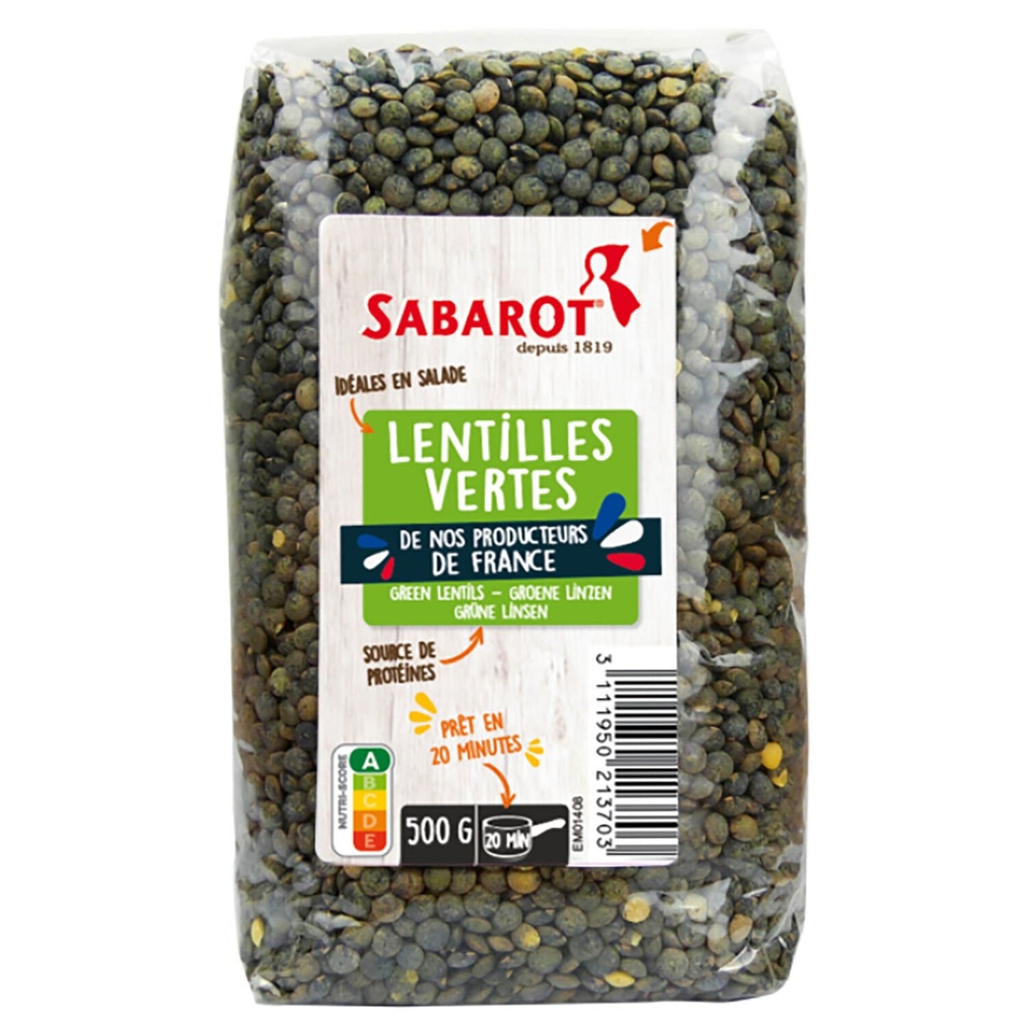 Lentilles Vertes SABAROT le paquet de 500g