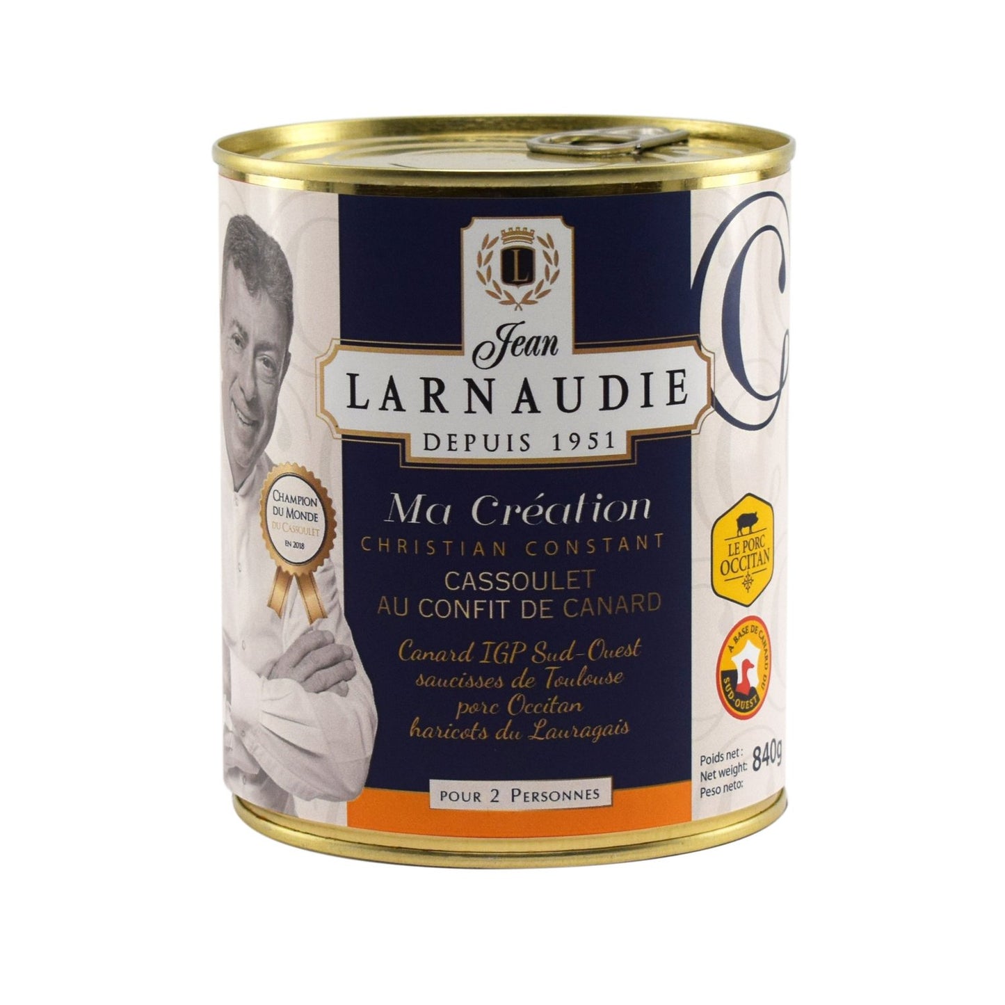 Cassoulet au Confit de Canard JEAN LARNAUDIE la boite de 840g