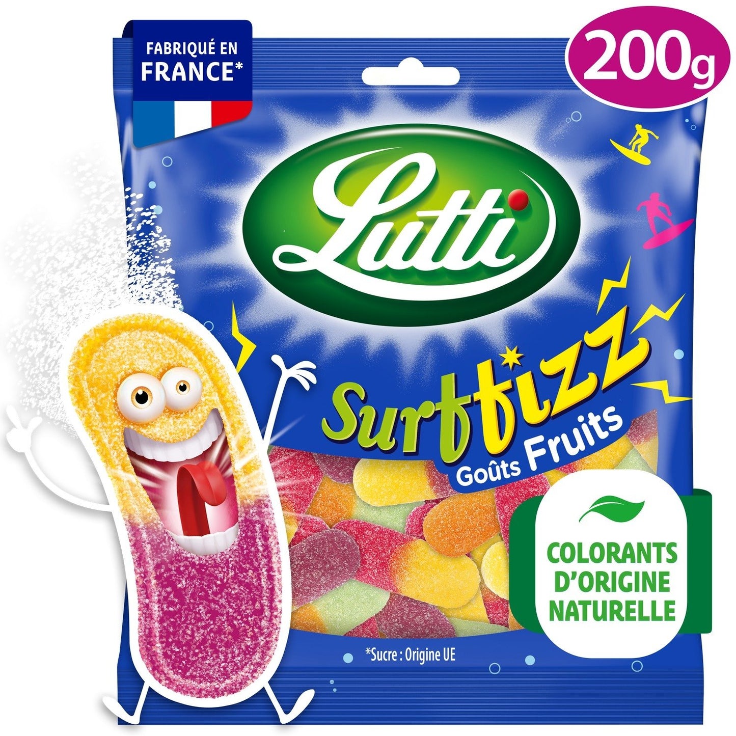 Bonbons Surfizz Piquants aux Fruits LUTTI Le sachet de 200G