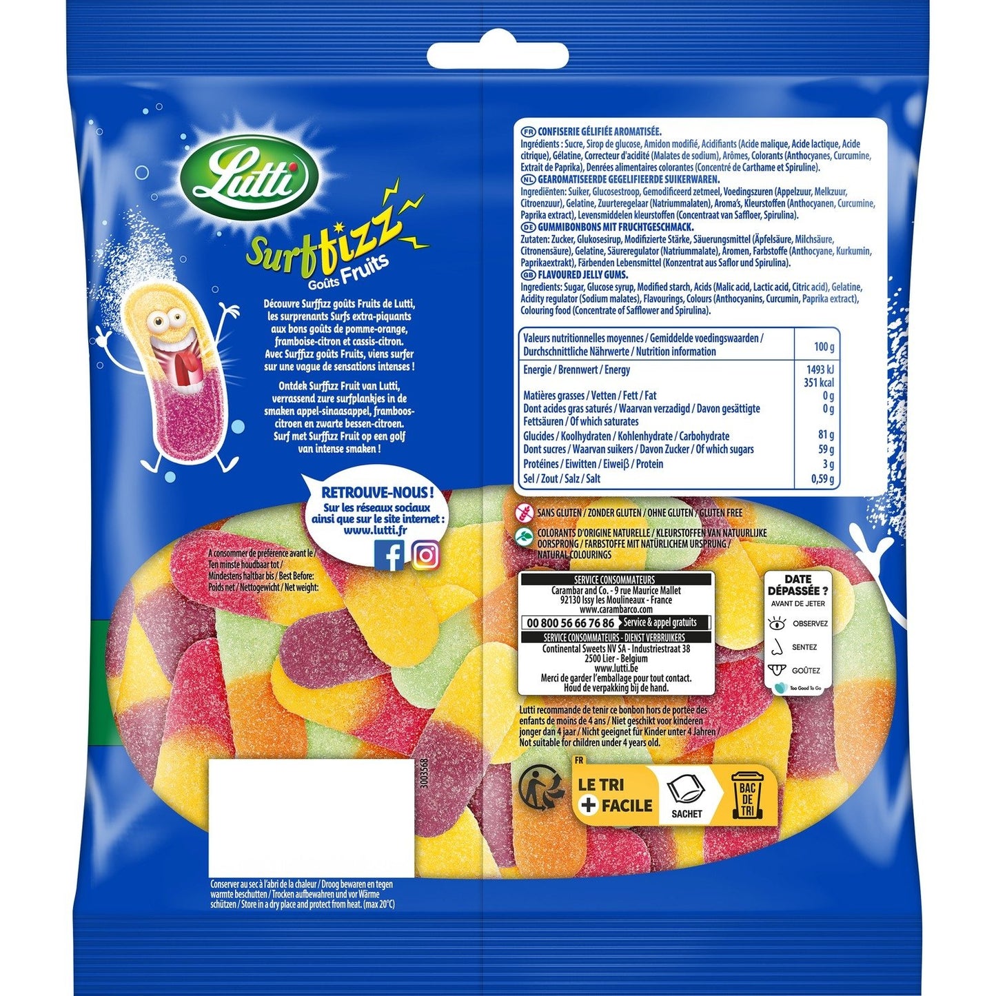Bonbons Surfizz Piquants aux Fruits LUTTI