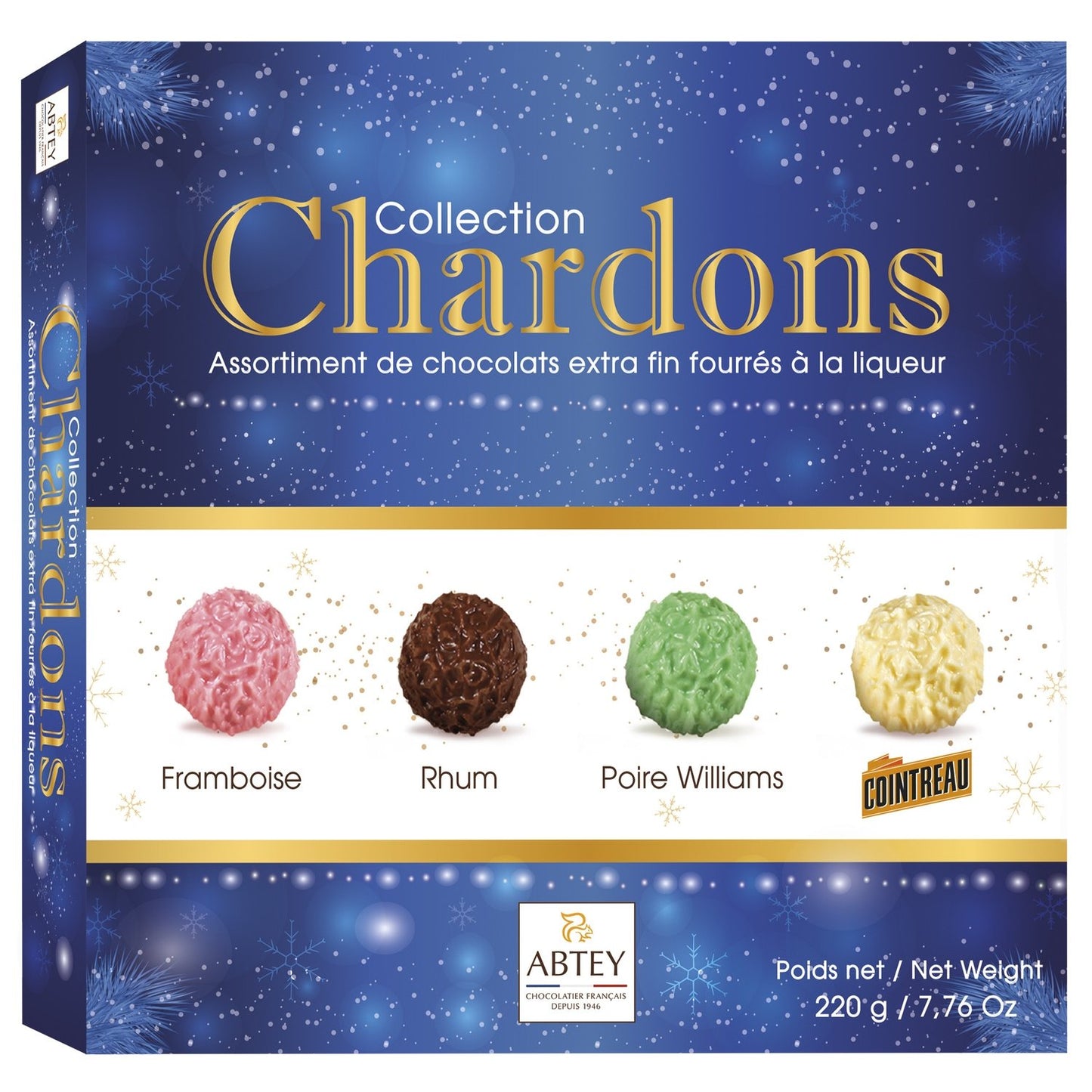 Assortiment de Chocolats Chardon à la Liqueur ABTEY - Gamme de Noël 2025 la boite de 220g