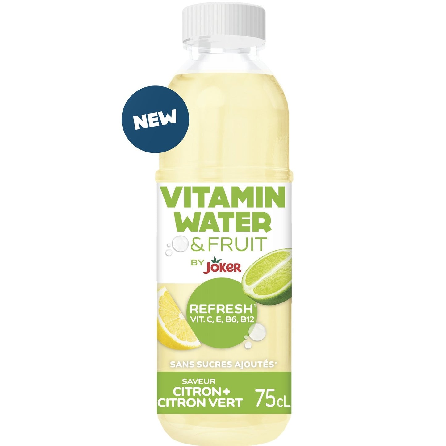 Eau Plate Aromatisée Refresh Citron Citron Vert Vitamin et Fruits JOKER la bouteille de 75cL