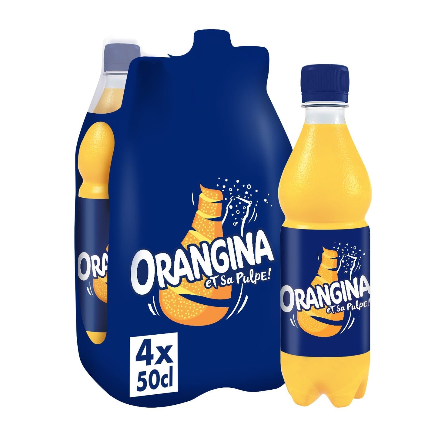 Soda à l'Orange et Sa Pulpe ORANGINA le pack de 4 bouteilles de 50cL