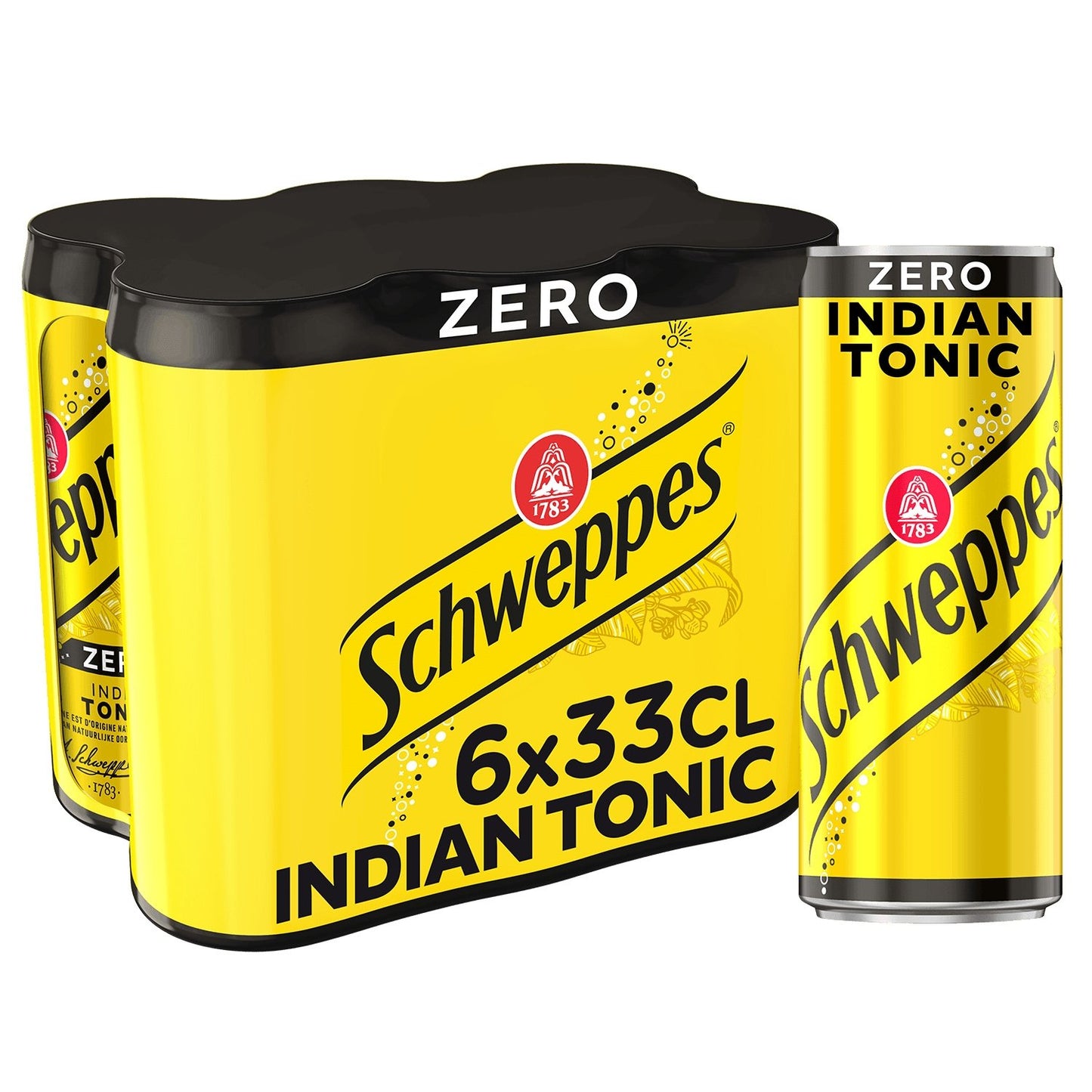 Soda Indian Tonic Zéro SCHWEPPES le pack de 6 canettes de 33cL