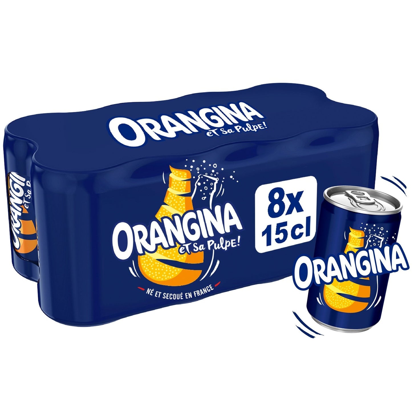 Soda à l'Orange et Sa Pulpe ORANGINA le pack de 8 canettes de 15cL