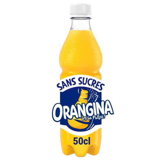 Orangenlimonade und Fruchtfleisch ohne Zuckerzusatz ORANGINA