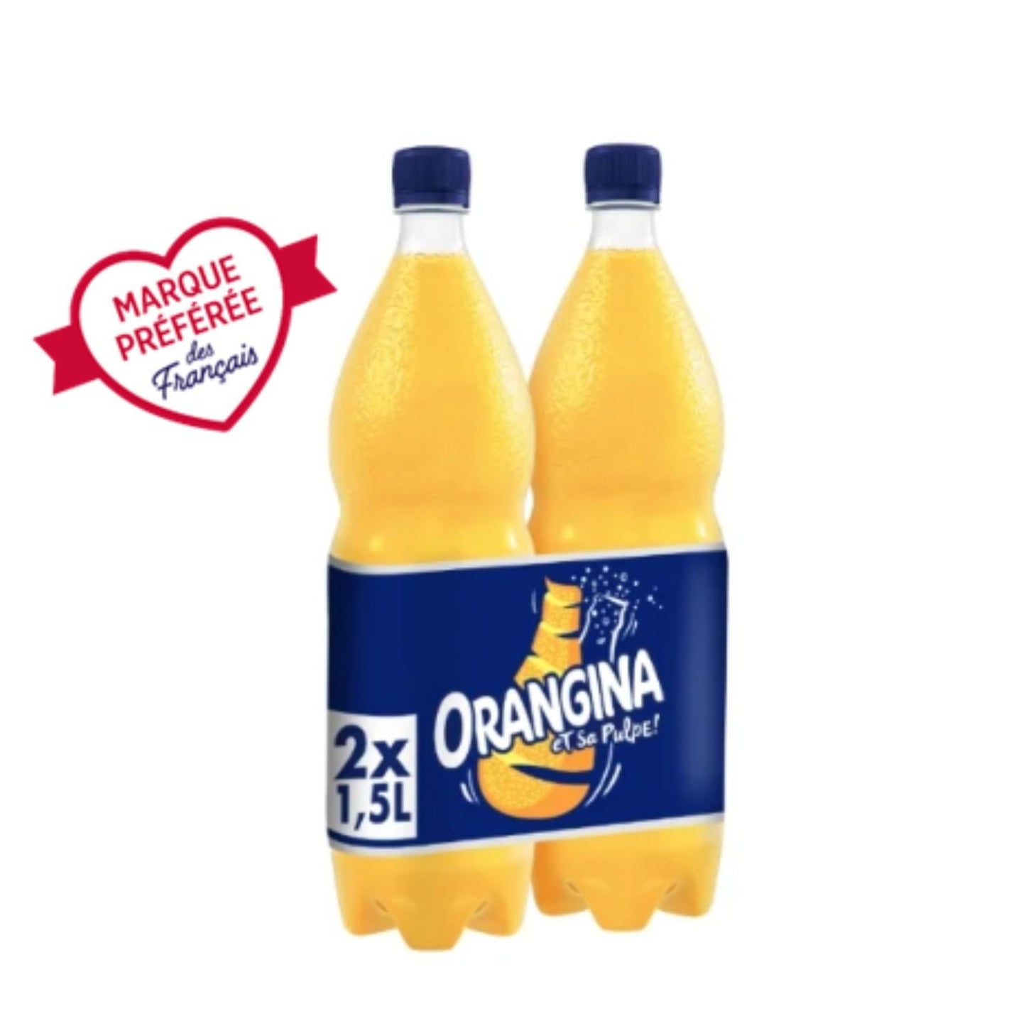 Soda à l'Orange et Sa Pulpe ORANGINA le lot de 2 bouteilles de 1,5L