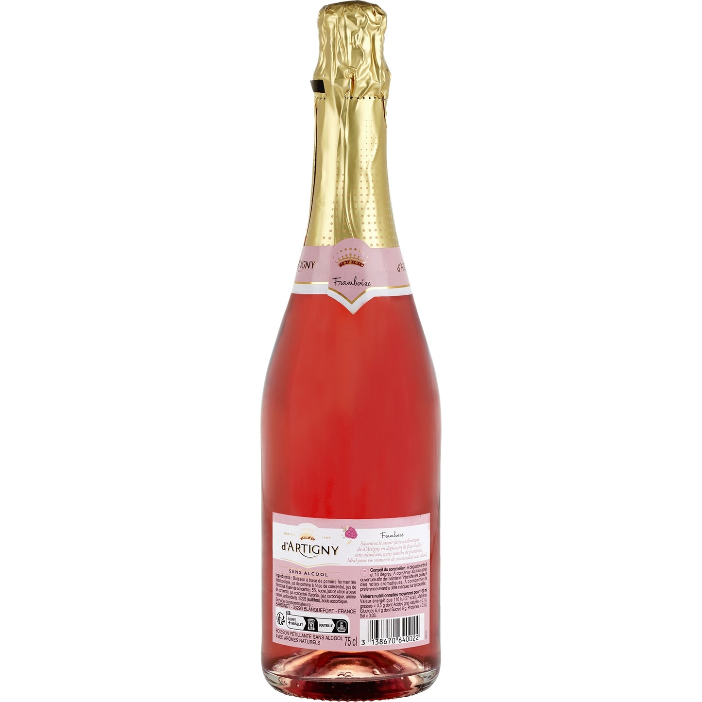 Boisson Effervescente Sans Alcool Saveur Framboise D'ARTIGNY