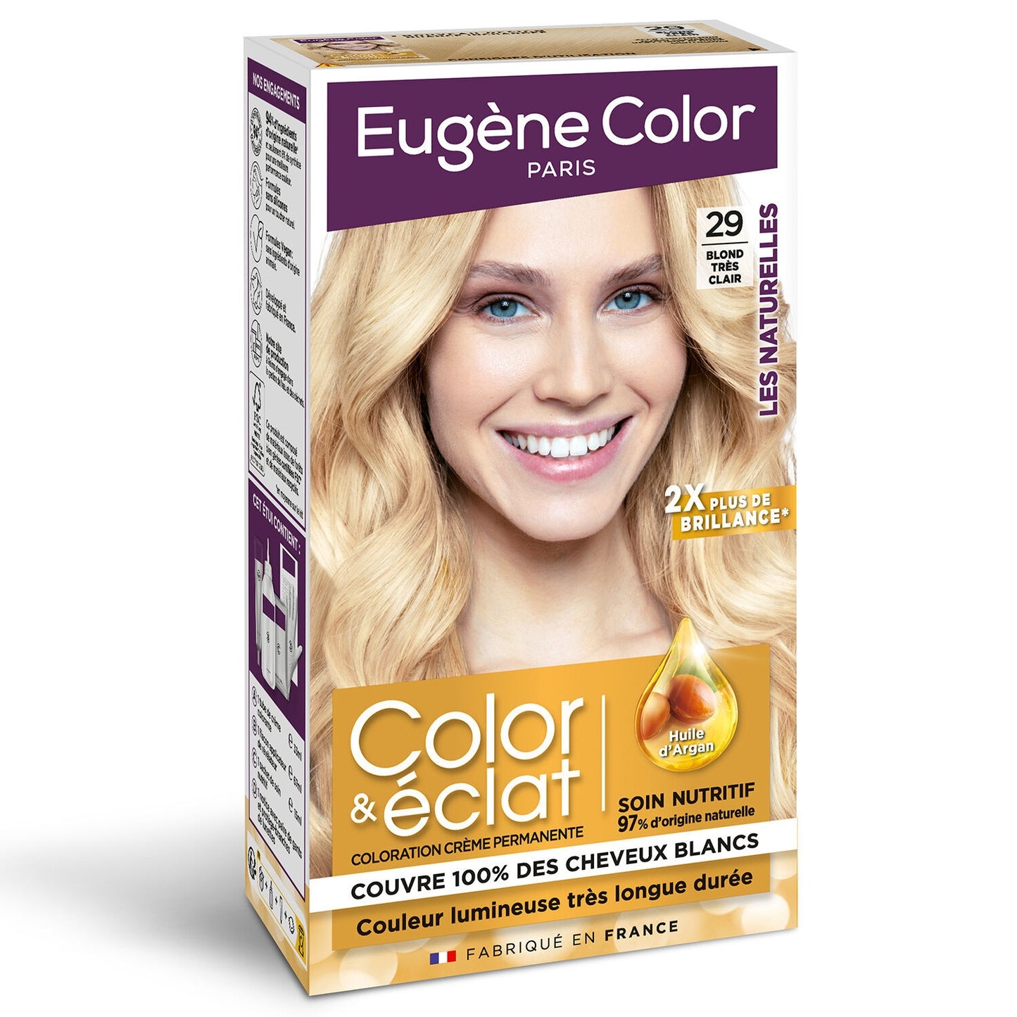 Coloration Permanente 29 Blond Très Clair Huile d'Argan Color & Éclat EUGENE COLOR la boite de 115 ml