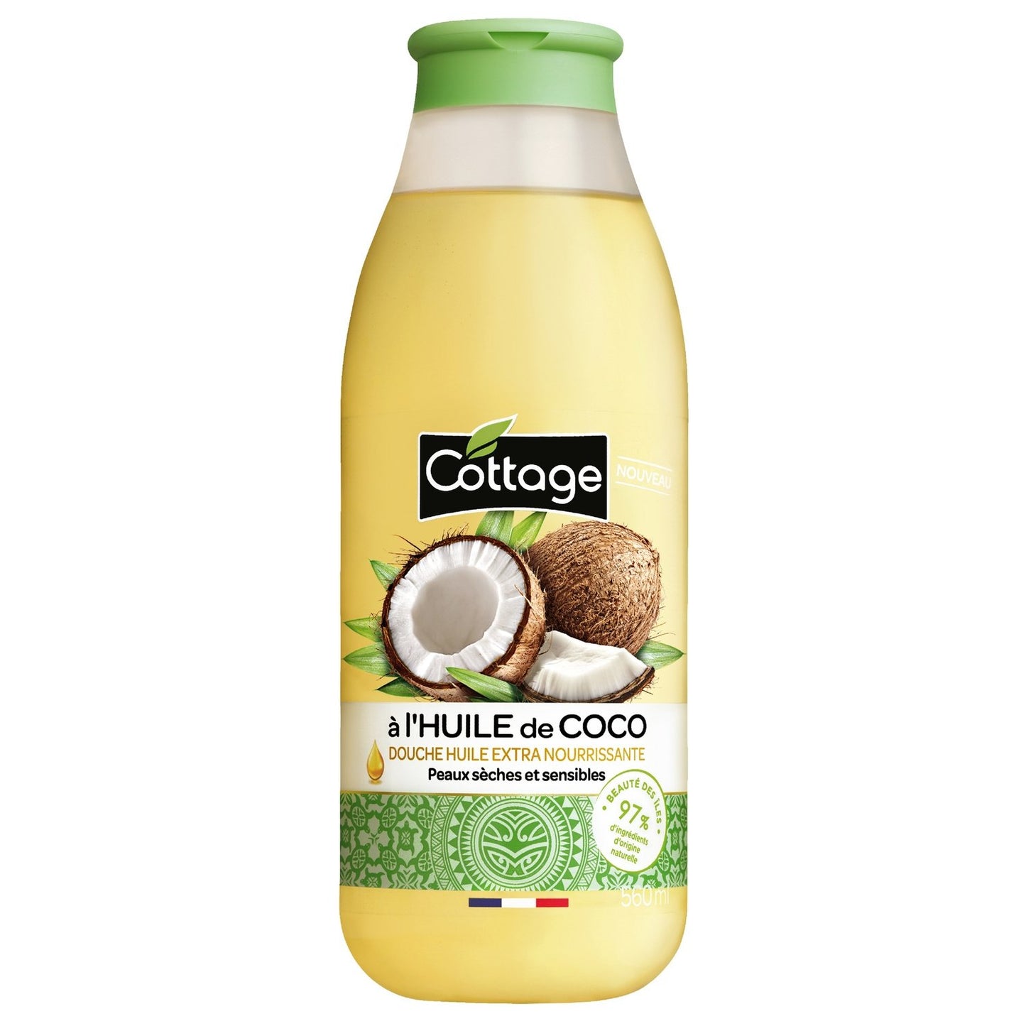 Gel Douche Extra Nourrissant Huile de Coco COTTAGE le flacon de 560mL