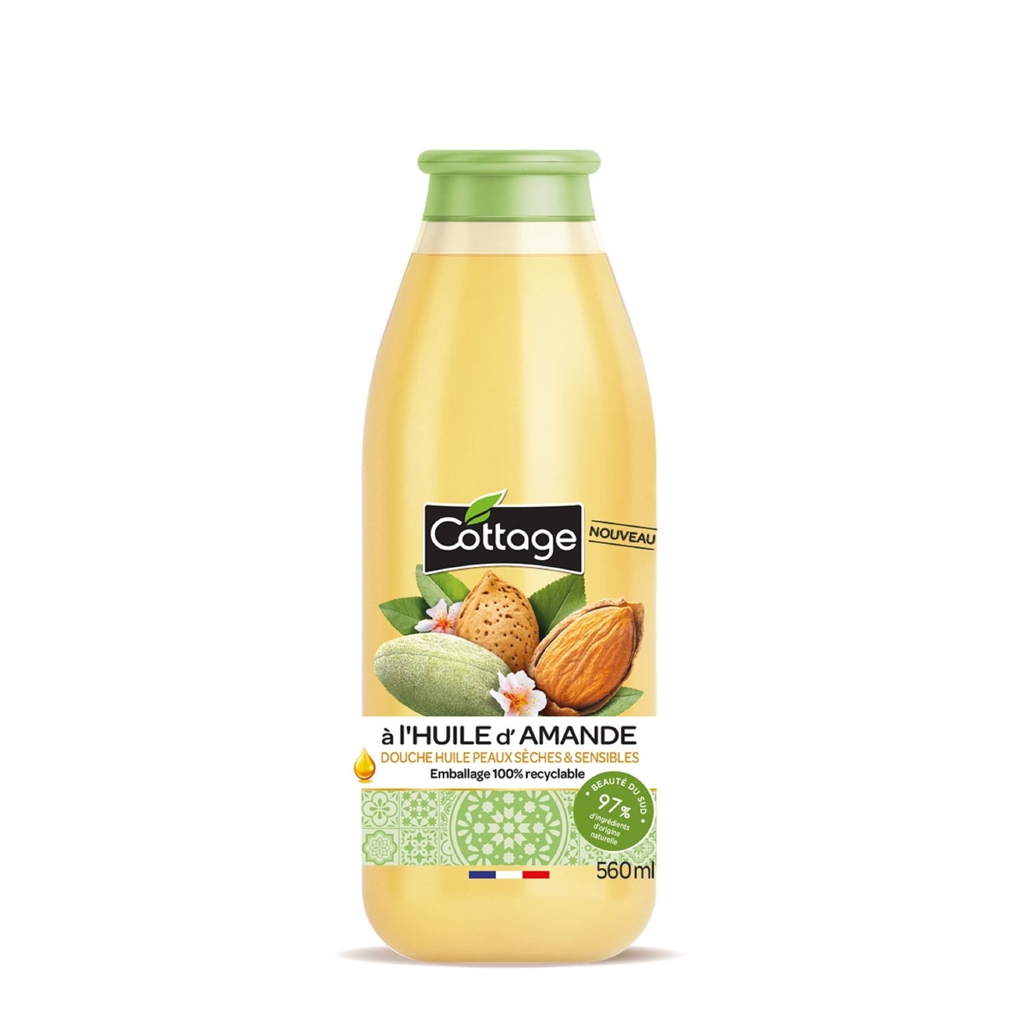 Gel Douche Nourrissant Huile d'Amande COTTAGE le flacon de 560mL