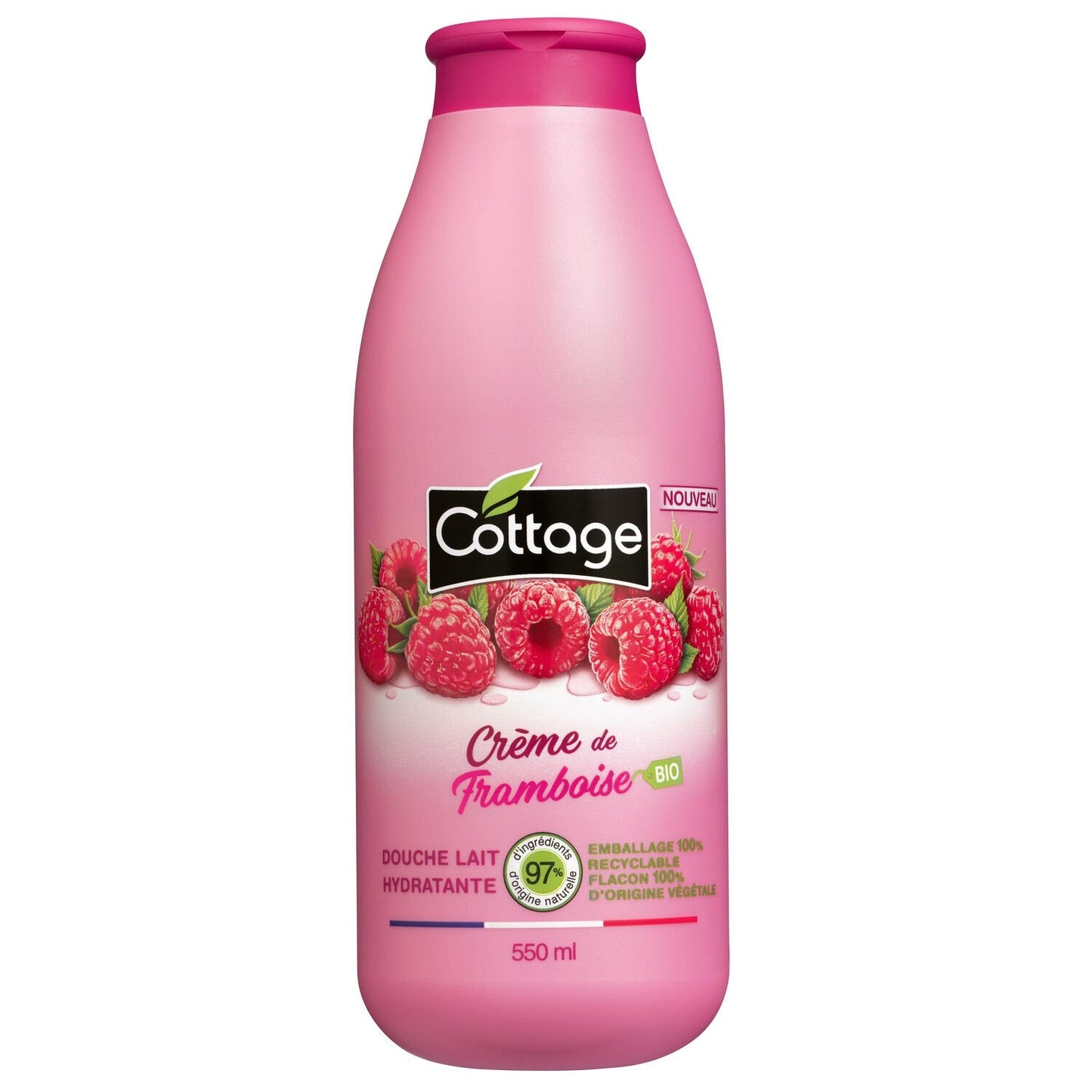 Crème Douche Hydratant Crème de Framboise Bio COTTAGE le flacon de 550mL