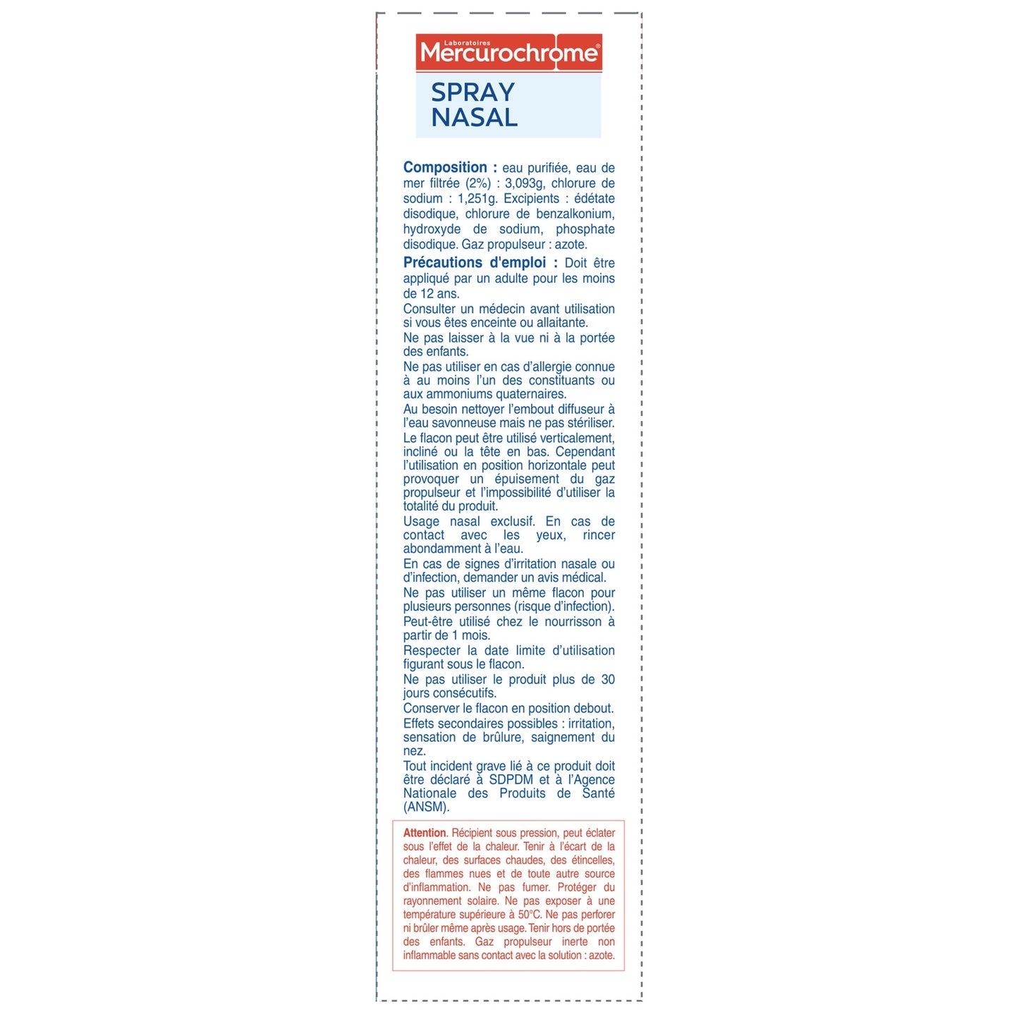 Spray Nasal Nasal Eau de Mer MERCUROCHROME