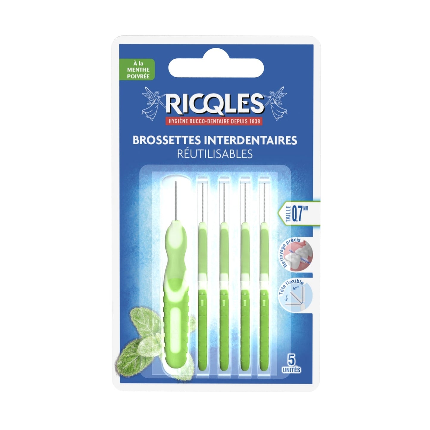 Brossettes Interdentaires Réutilisables 0,7mm Nettoyage Précis Tête Flexible RICQLES