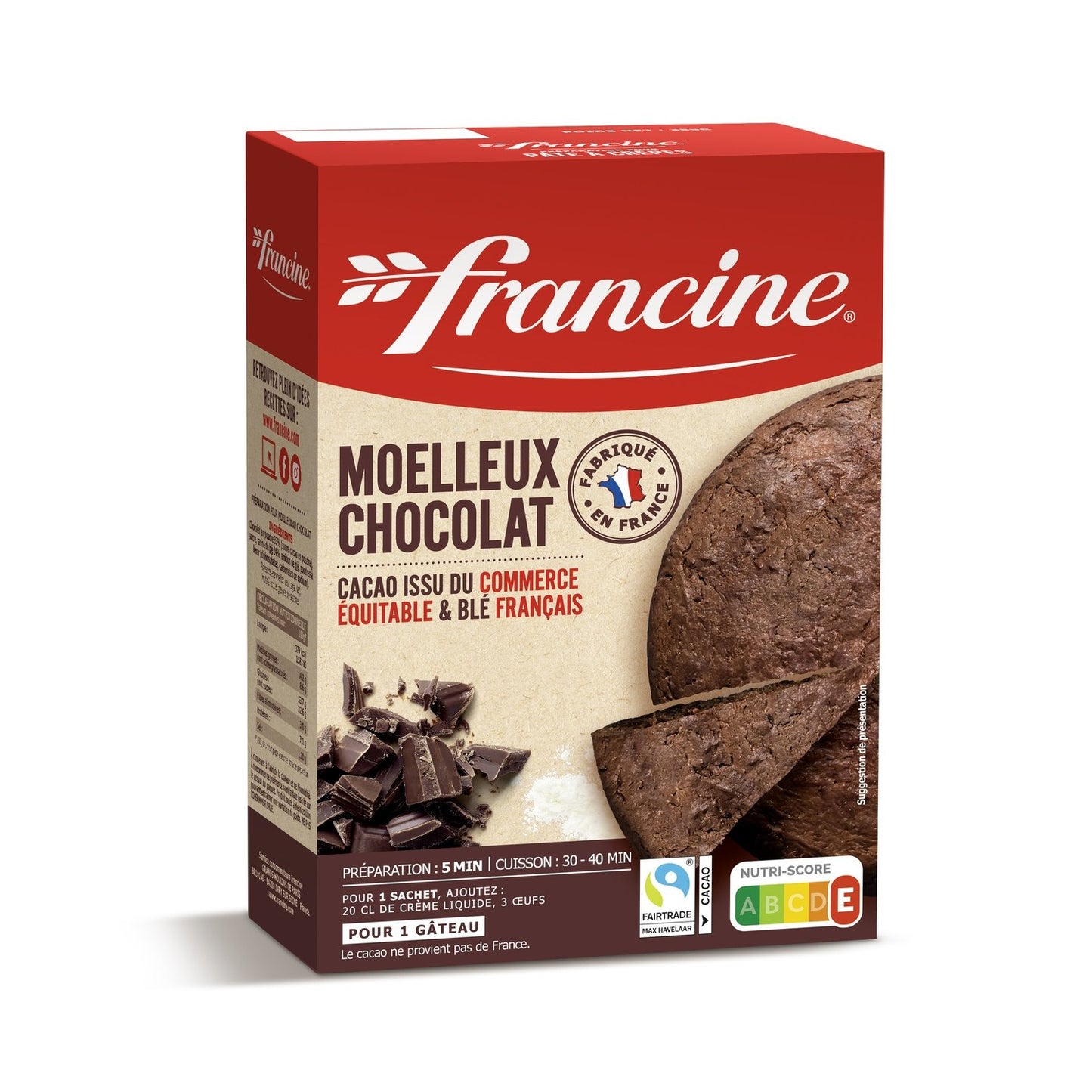 Préparation Gâteau Moelleux Chocolat FRANCINE la boite de 415g