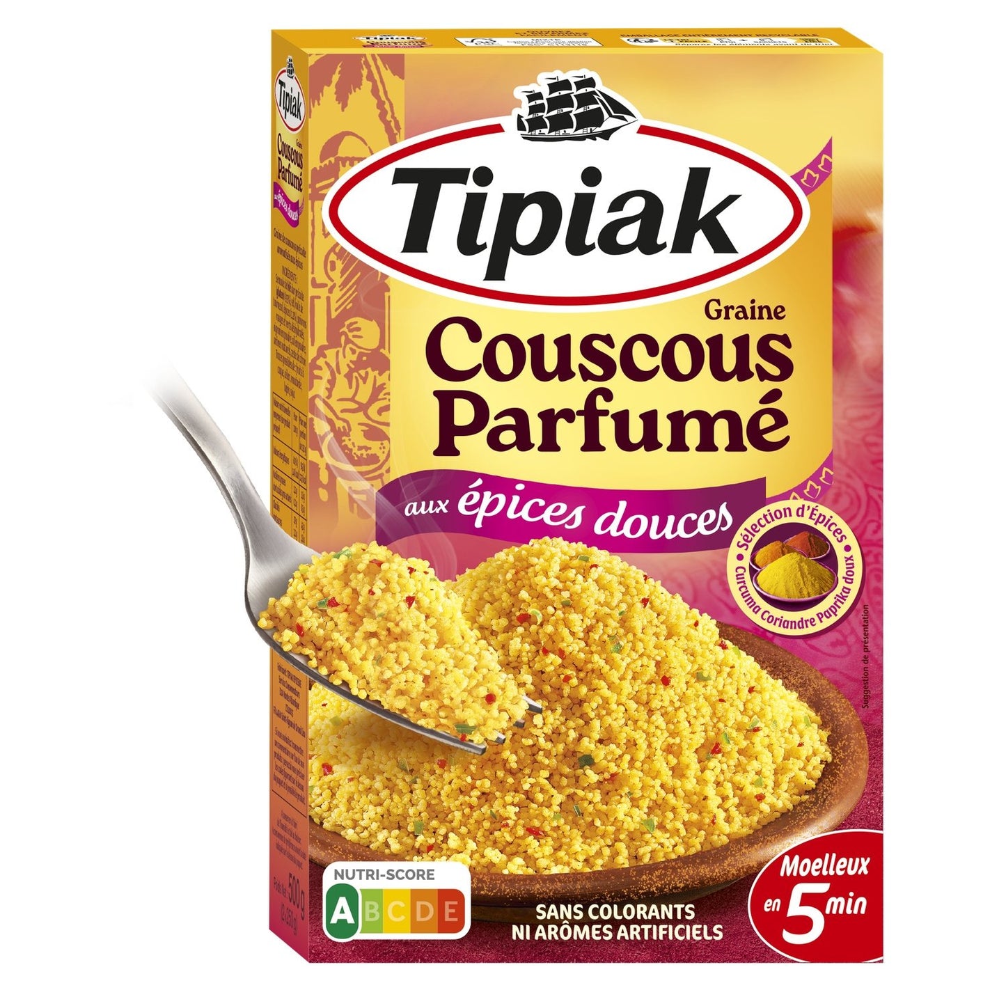 Graines de Couscous Parfumées aux Épices Douces TIPIAK les 2 sachets de 250 g