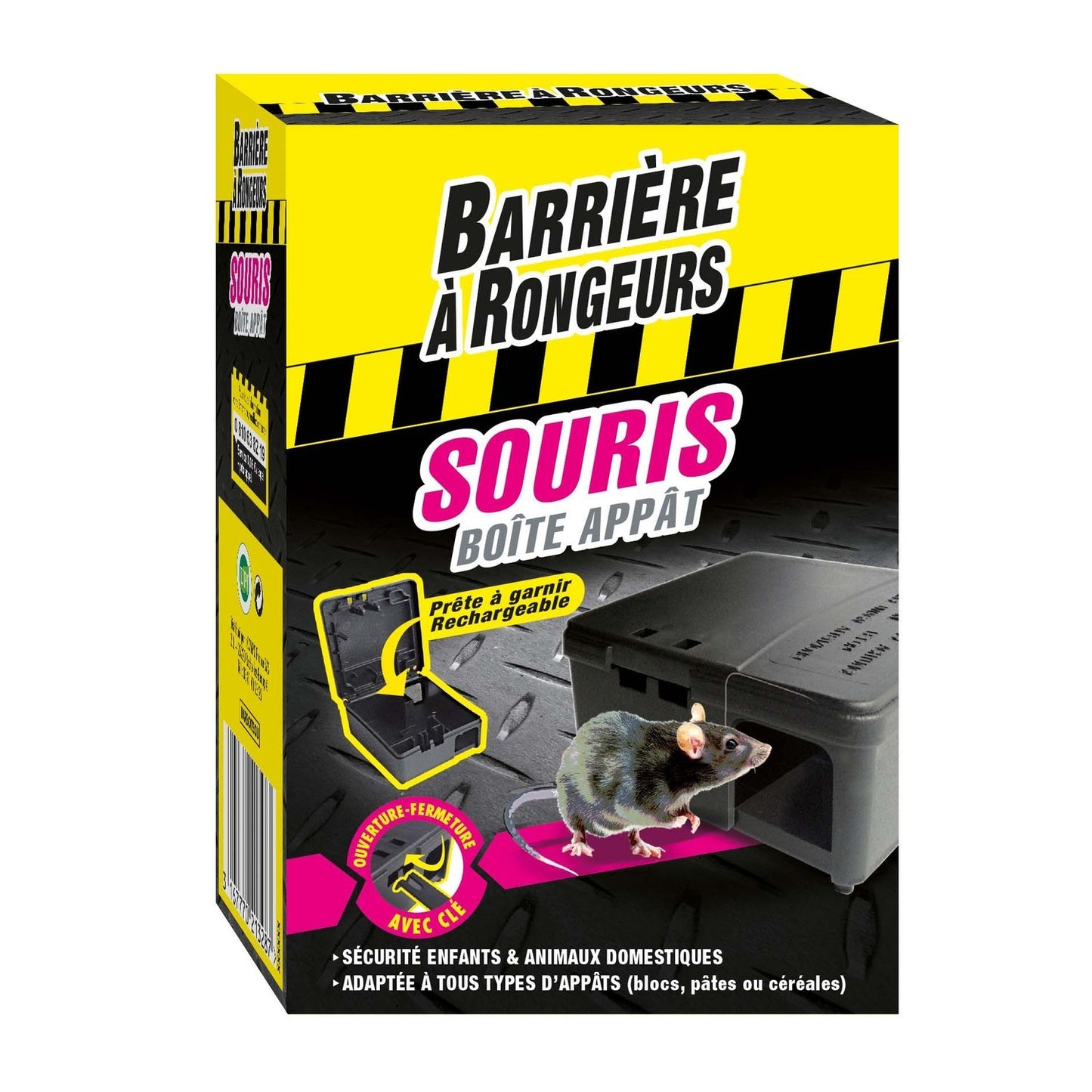 Anti Souris Boîte Appât Prête à Garnir et Rechargeable, Clé Incluse BARRIERE A RONGEURS la boîte d'appâtage + la clé