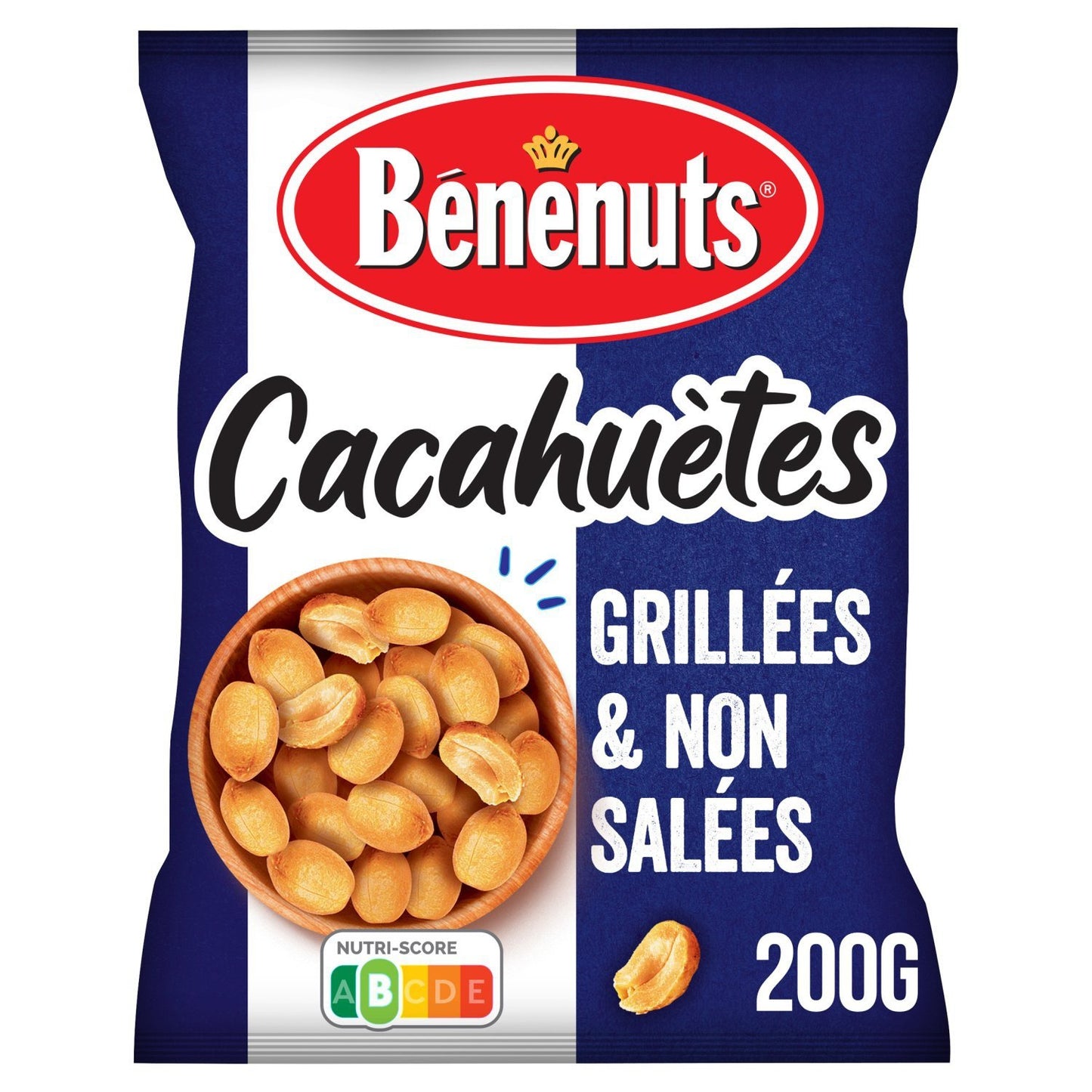 Cacahuètes Grillées et Non Salées BENENUTS le sachet de 200g