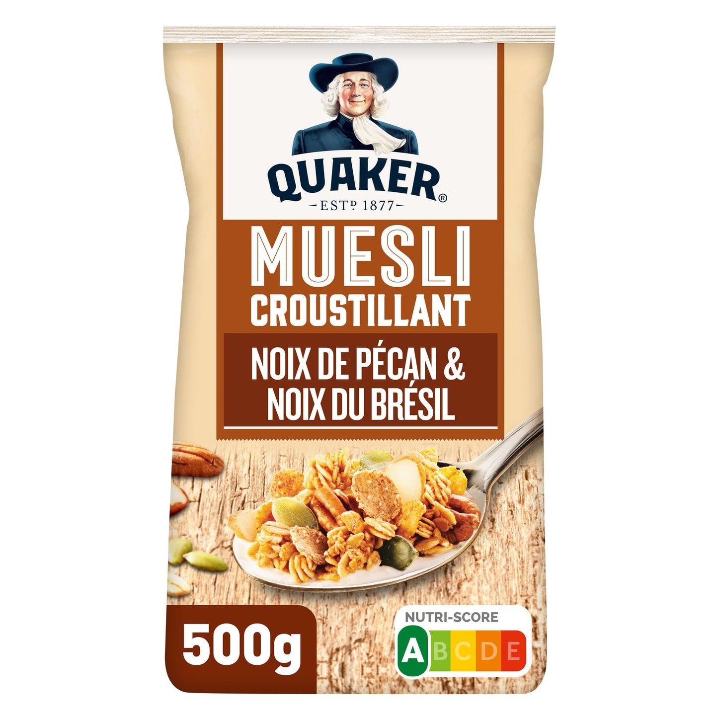 Céréales Muesli Croustillant Noix de Pécan et Noix du Brésil QUAKER le sachet de 500g