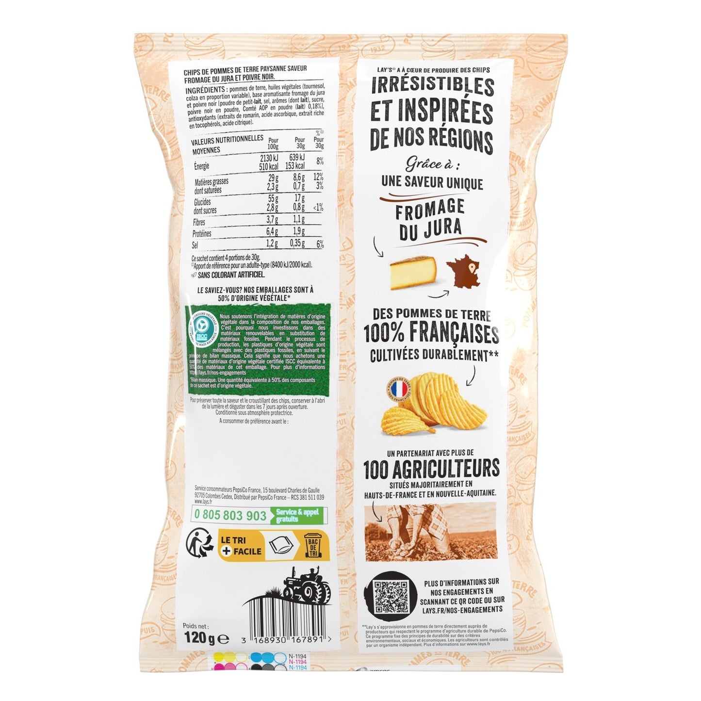 Chips Recette Paysanne Saveur Fromage du Jura et Poivre Noir LAY'S