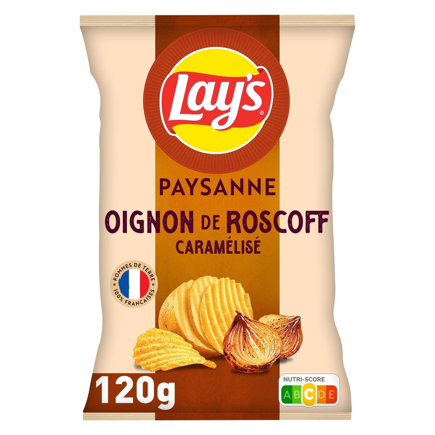 Chips Recette Paysanne Saveur Oignon de Roscoff Caramélisé LAY'S le sachet de 120g