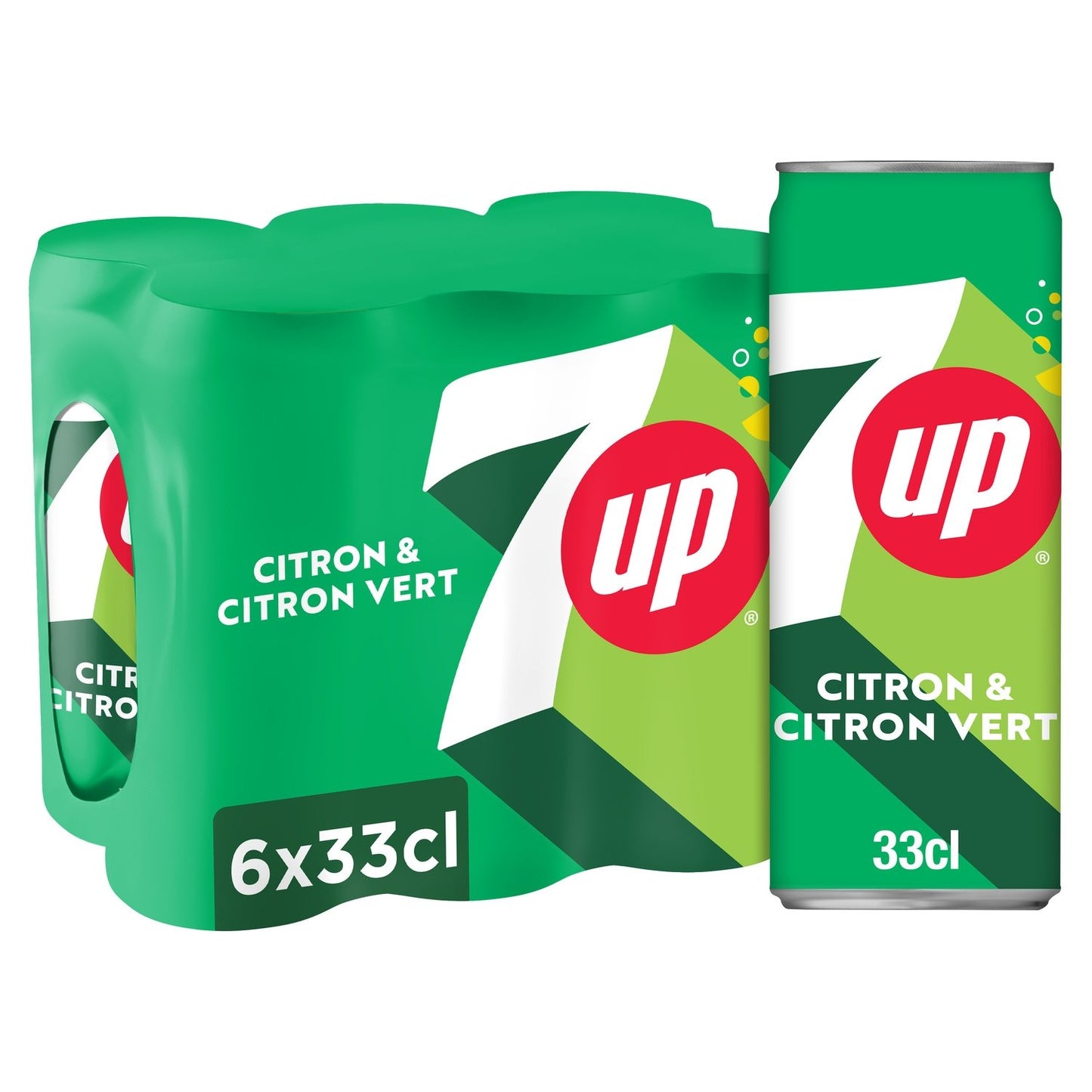 Soda au Citron et Citron Vert 7UP le pack de 6 canettes de 33cL