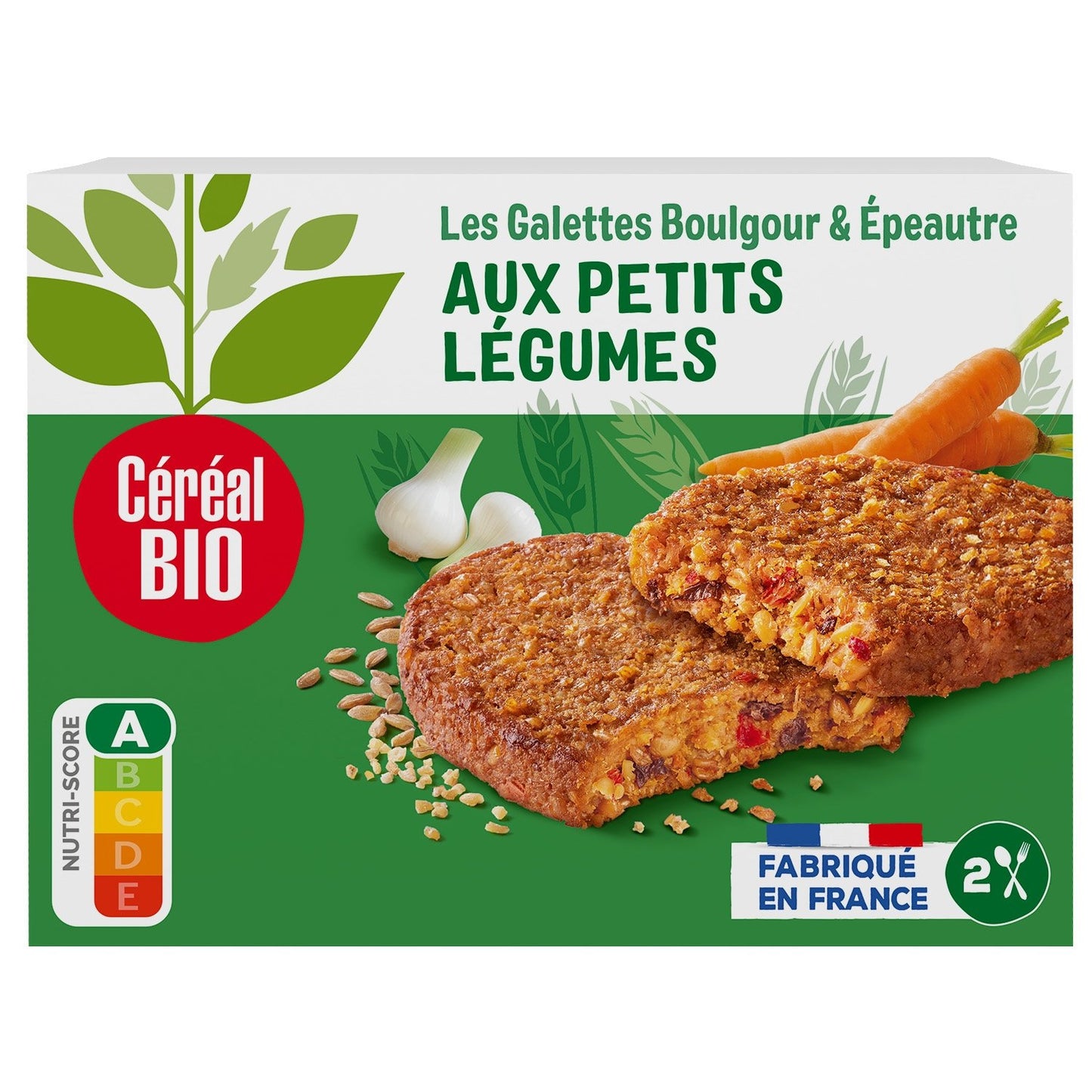 Galettes Boulgour & Épeautre Légumes Bio CEREAL BIO les 2 galettes de 100g