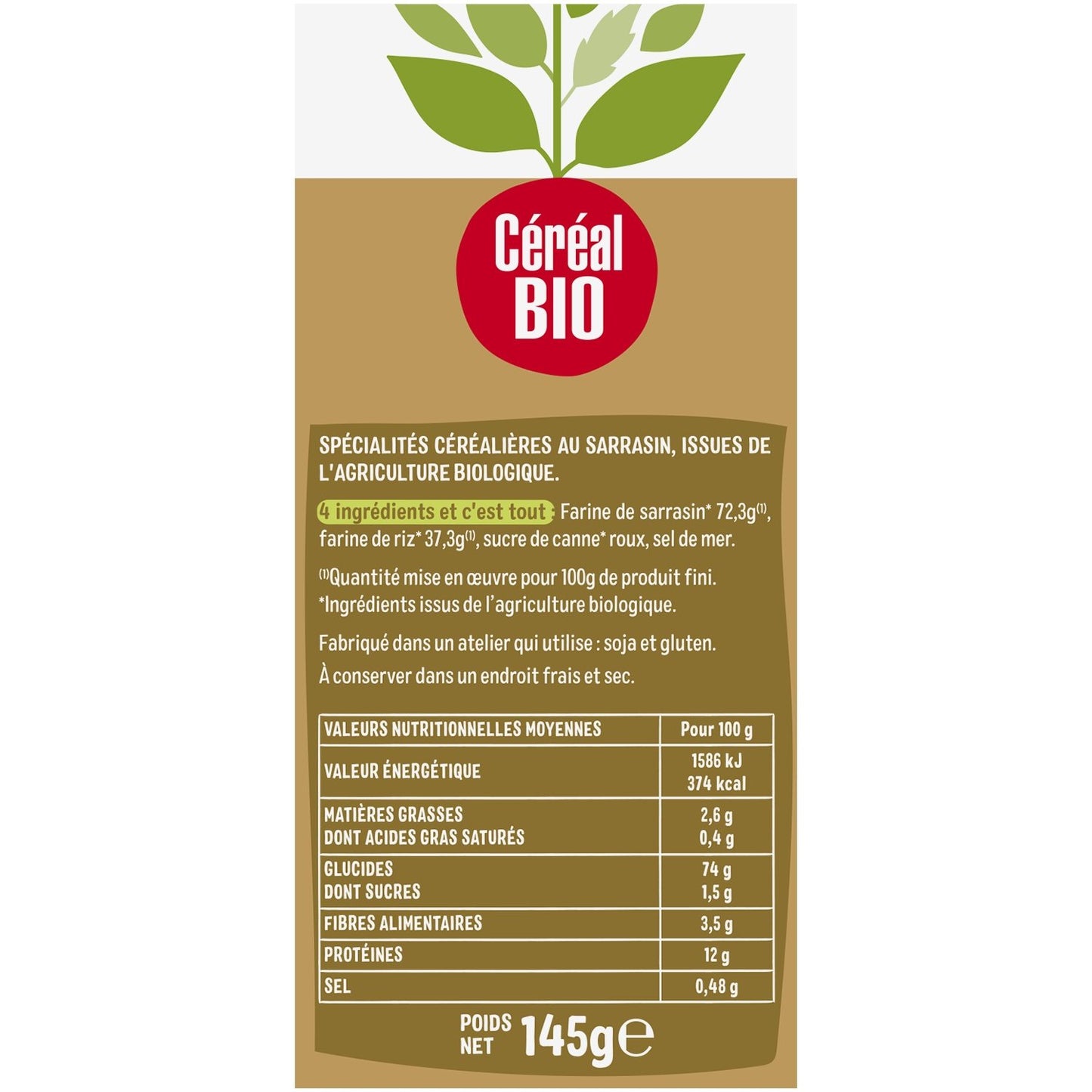 Fette biscottate croccanti al grano saraceno CEREAL BIO