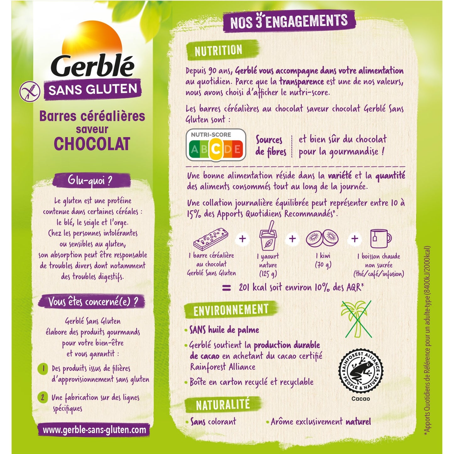 Barres Céréales Chocolat Sans Gluten GERBLE