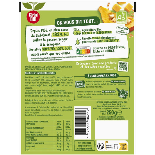 Korallenlinsenpüree, Bio-Kürbis CEREAL BIO