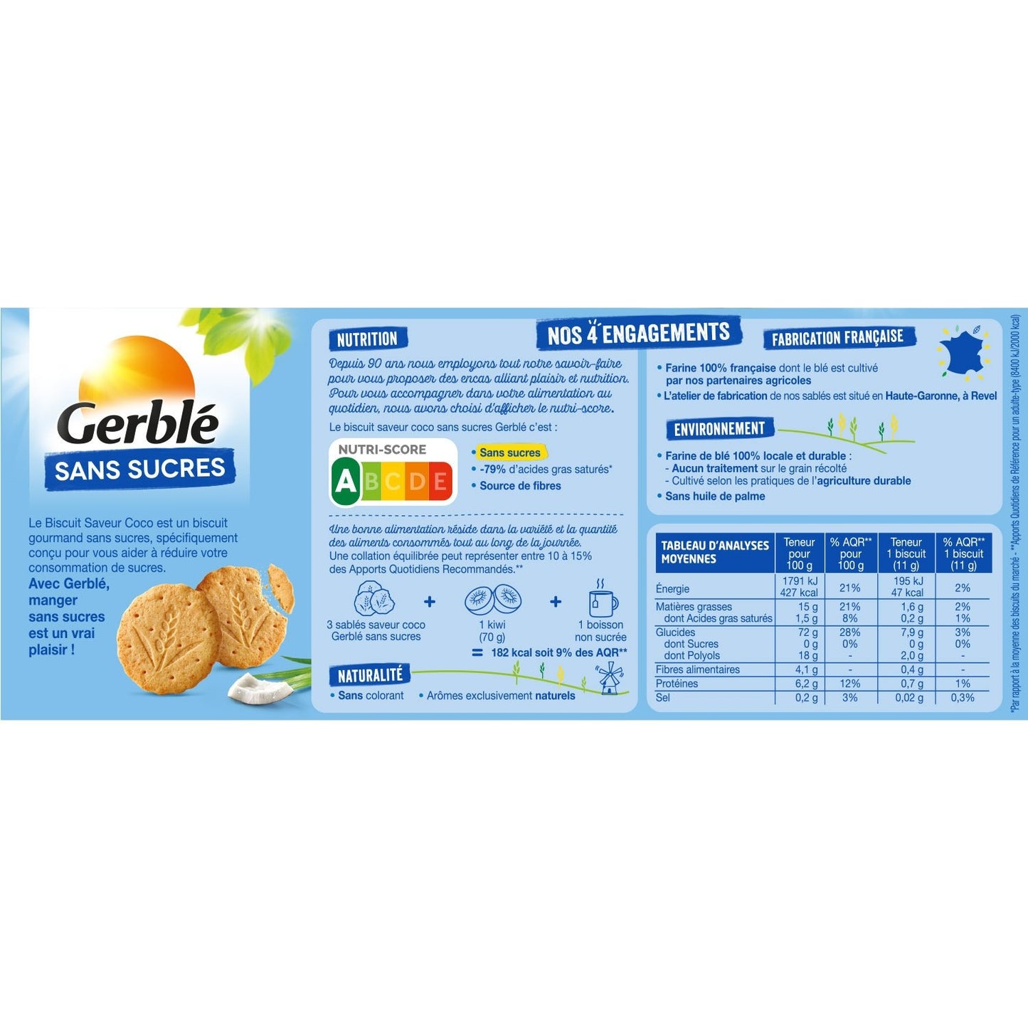 Biscuit Saveur Coco Sans Sucres GERBLE