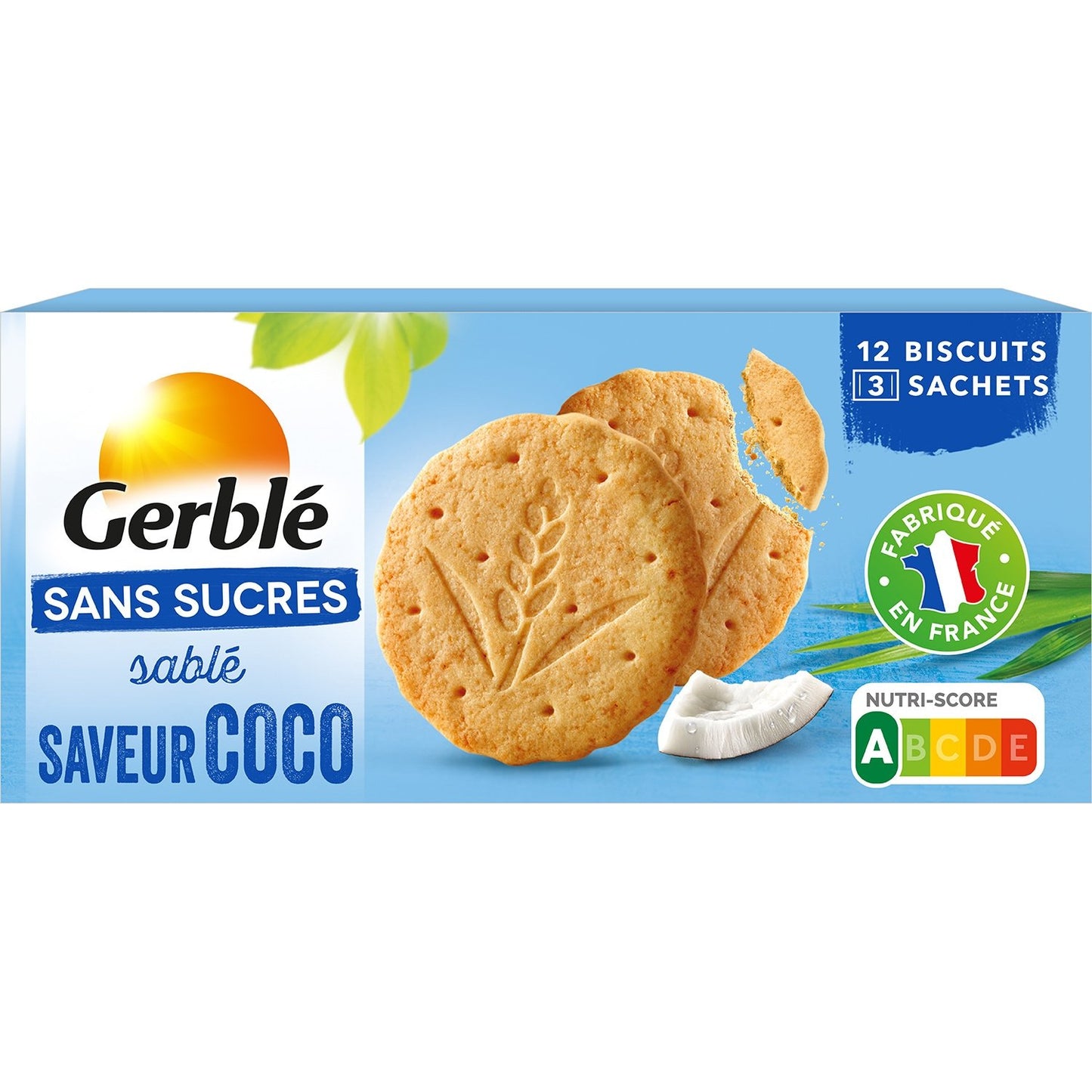 Biscuit Saveur Coco Sans Sucres GERBLE la boîte de 132g