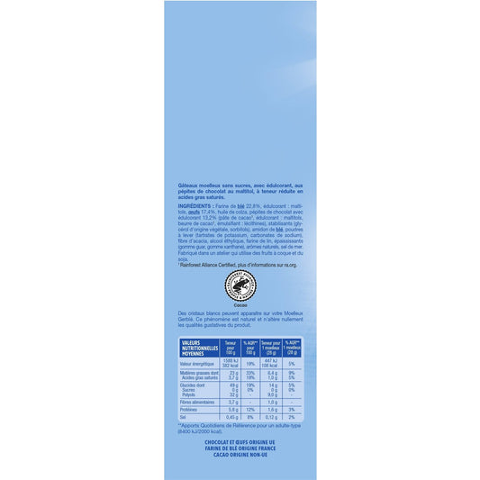 Moelleux Pépites Chocolat Sans Sucres GERBLE