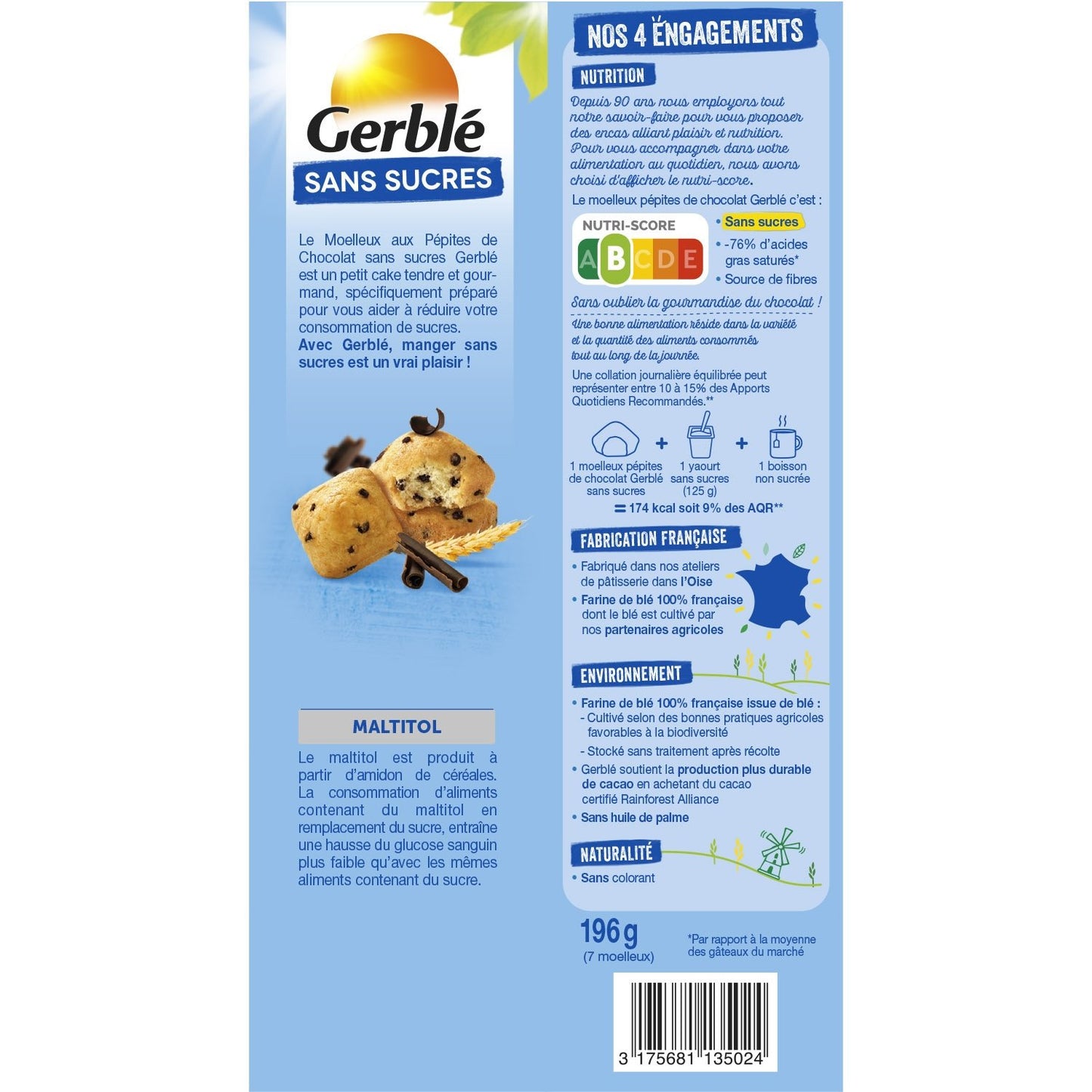 GERBLE Sugar-Free Chocolate Chip Soft Cake