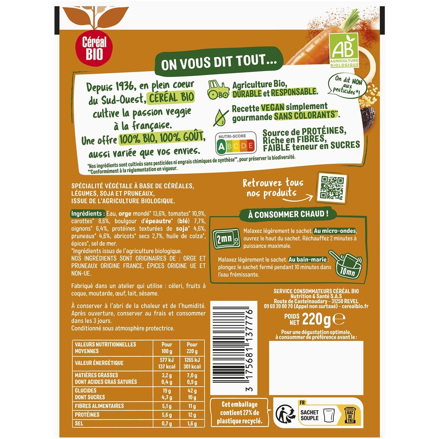 Orzo e prugne secche alla marocchina biologiche CEREAL BIO