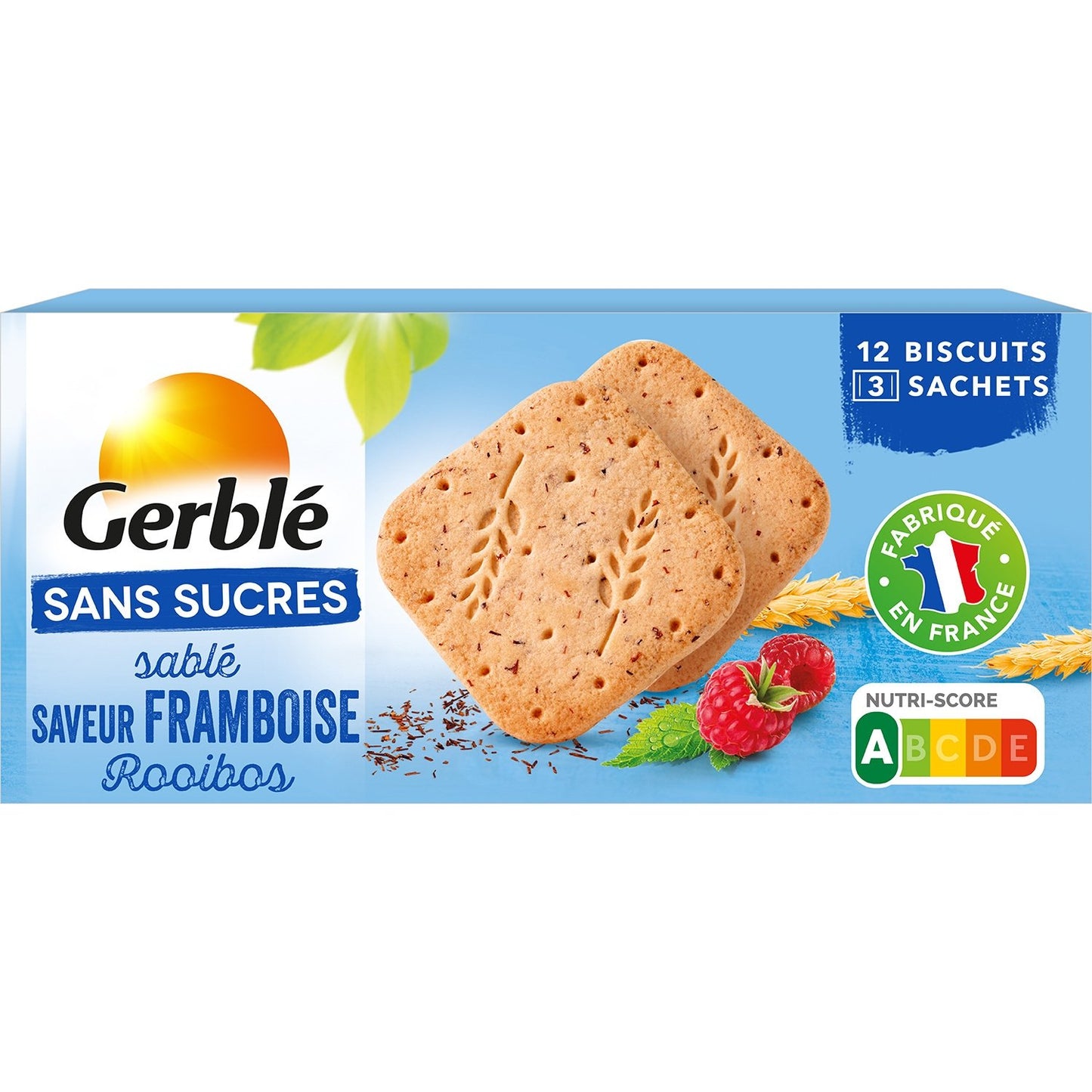 Biscuit Framboise Roiboos Sans Sucres GERBLE la boîte de 150g