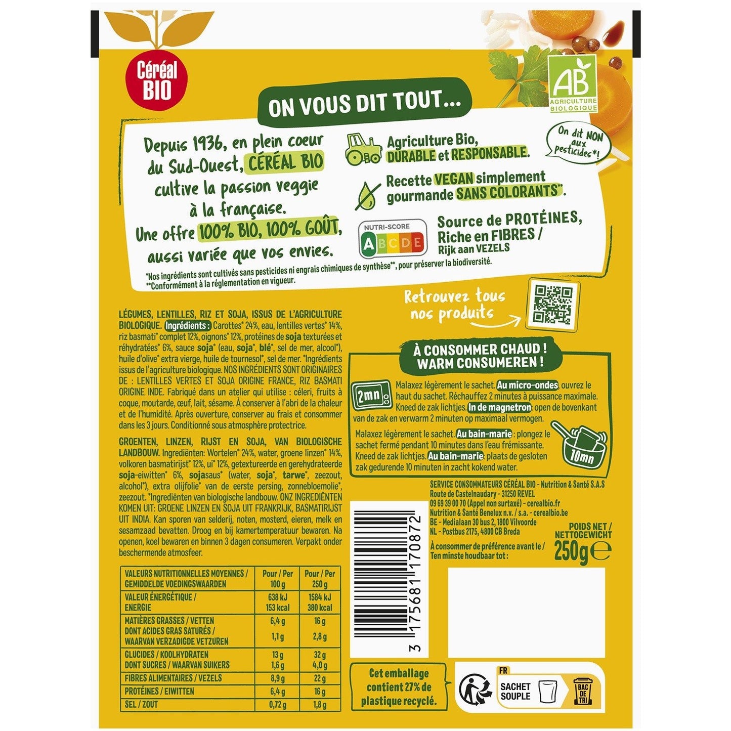 Lentejas, arroz y soja ecológicos CEREAL BIO