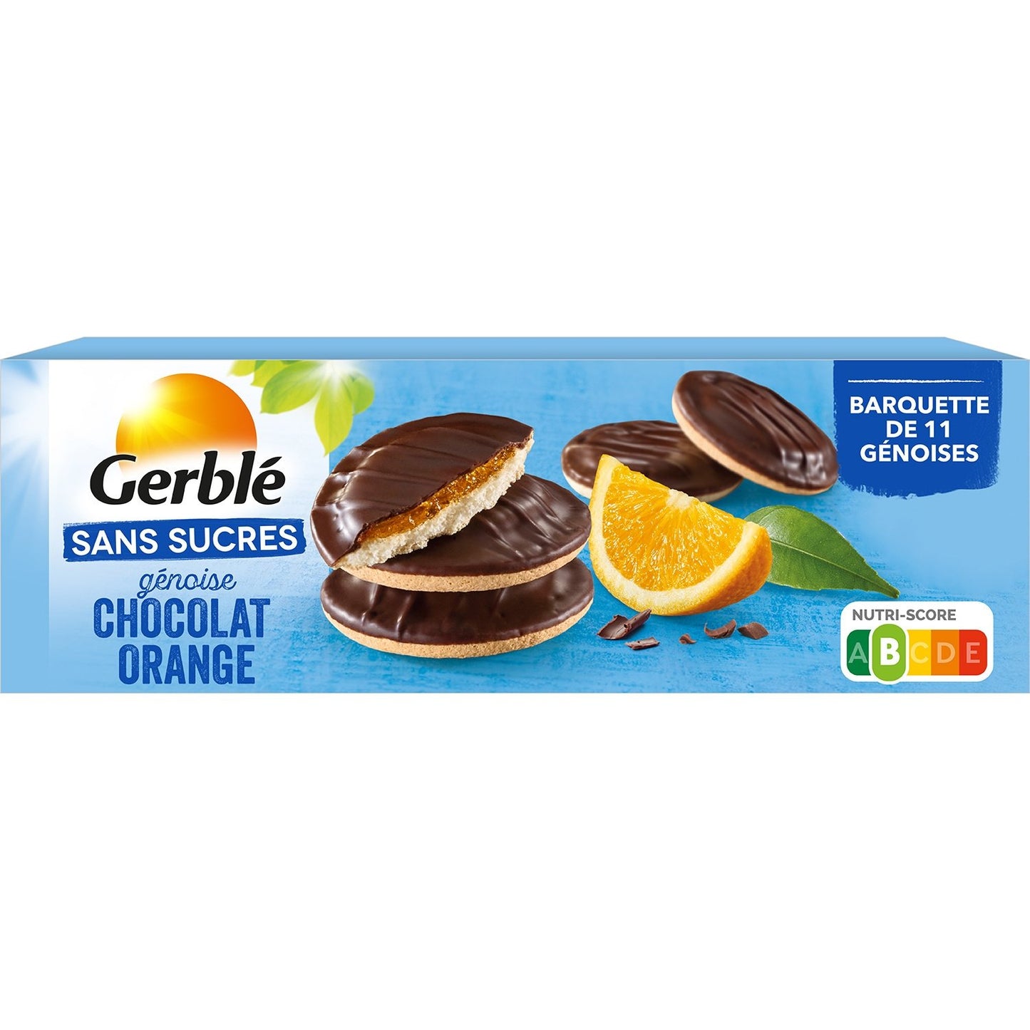 Biscuit Génoise Chocolat Orange Sans Sucres GERBLE la boite de 140 g