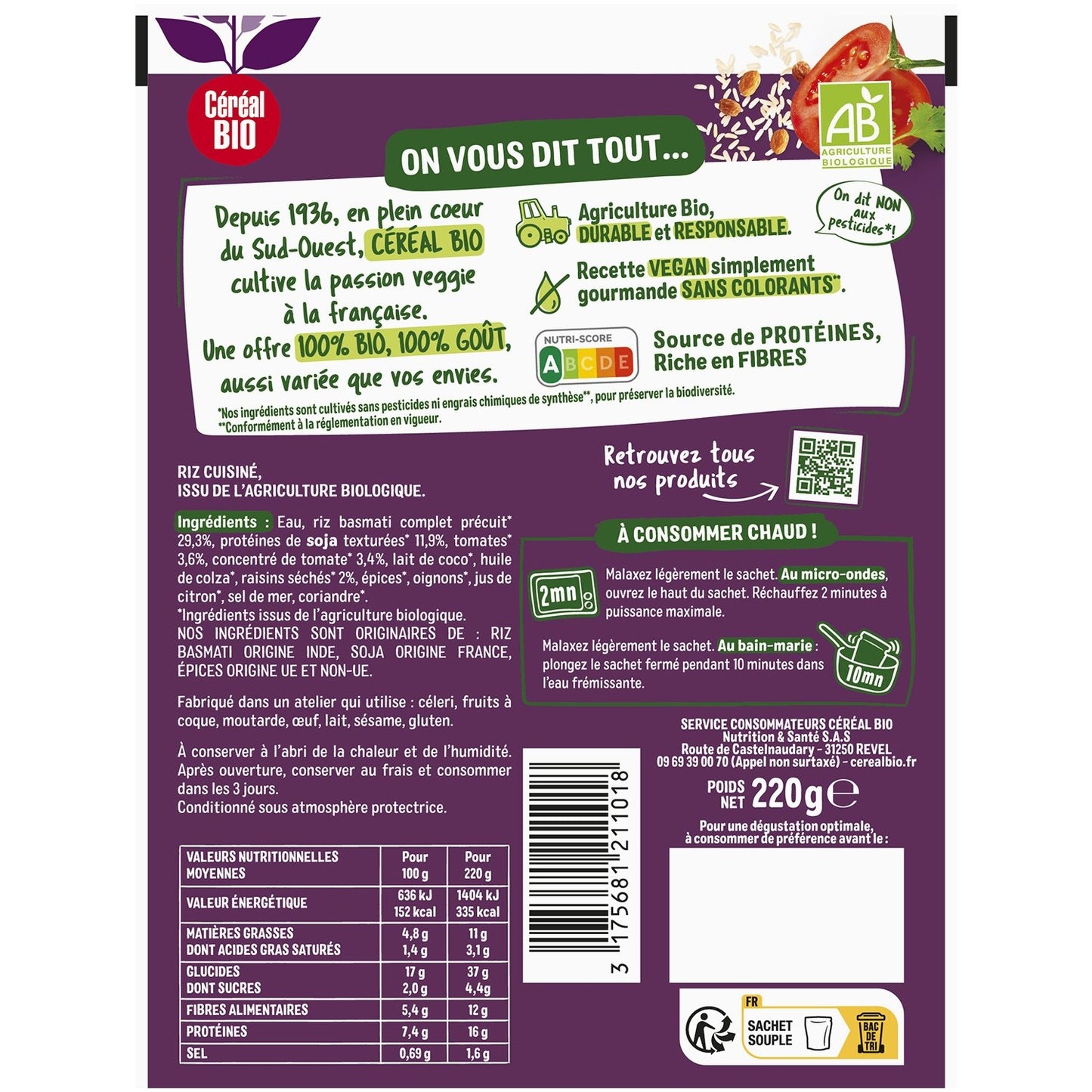 Bio-Reis und Soja mit Tikka-Massala-Gewürzen Bio-Müsli